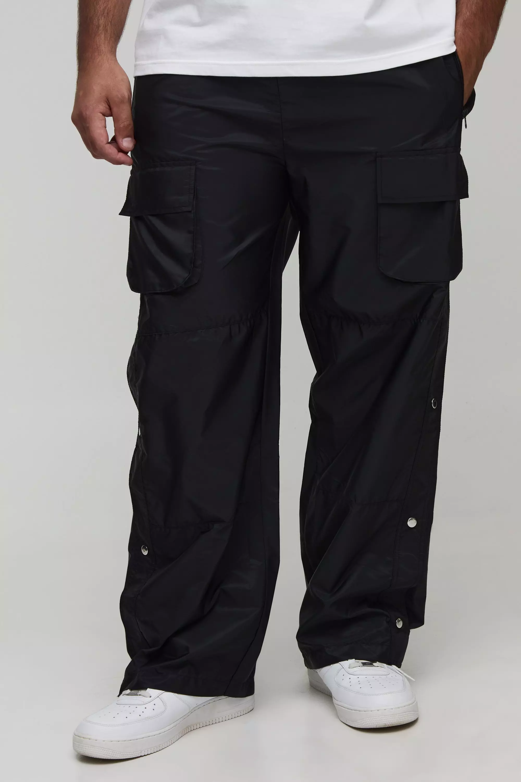 Plus Elasticated Waist Relaxed Cargo Trousers Charcoal
