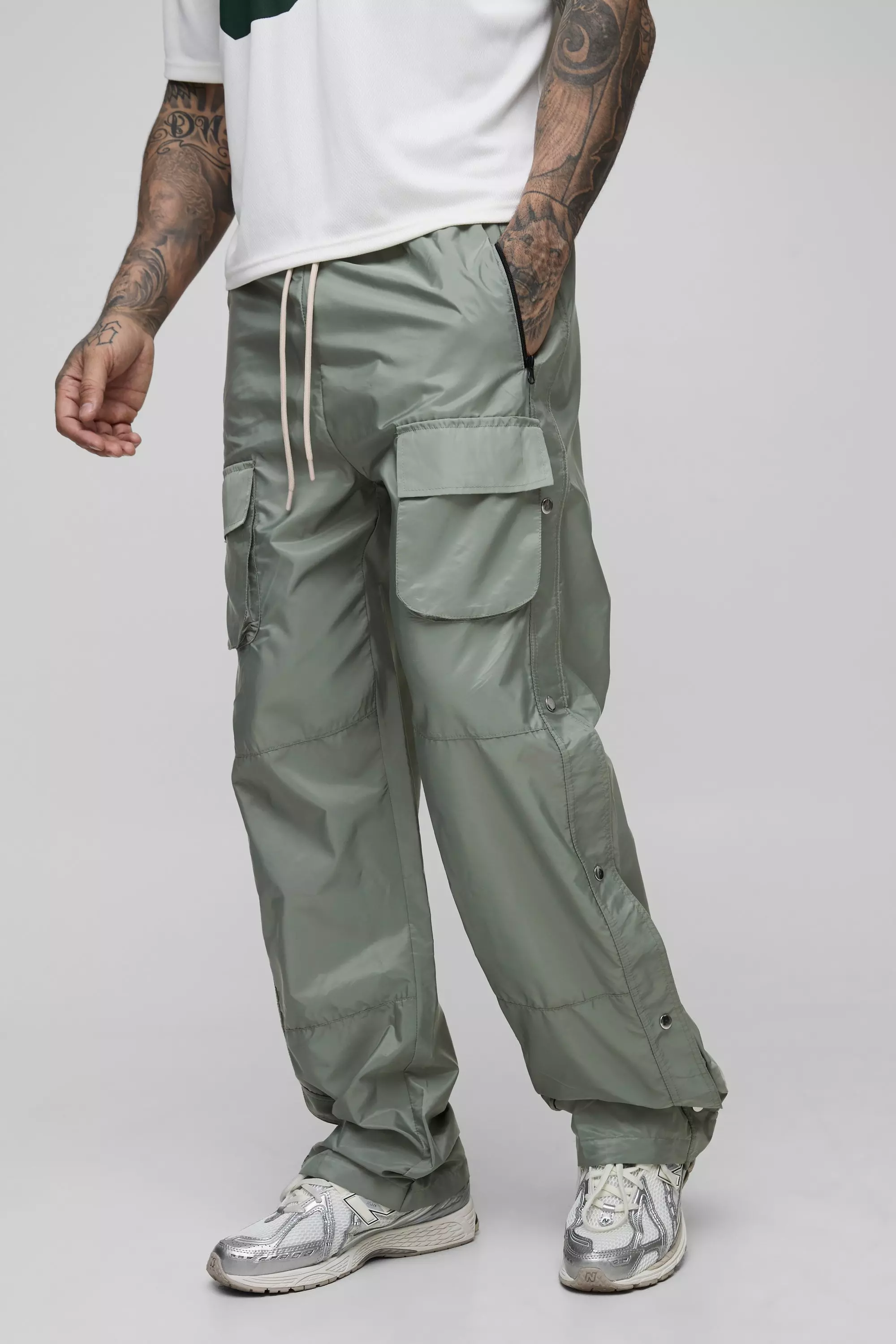 Tall Elasticated Waist Relaxed Cargo Trousers Light khaki
