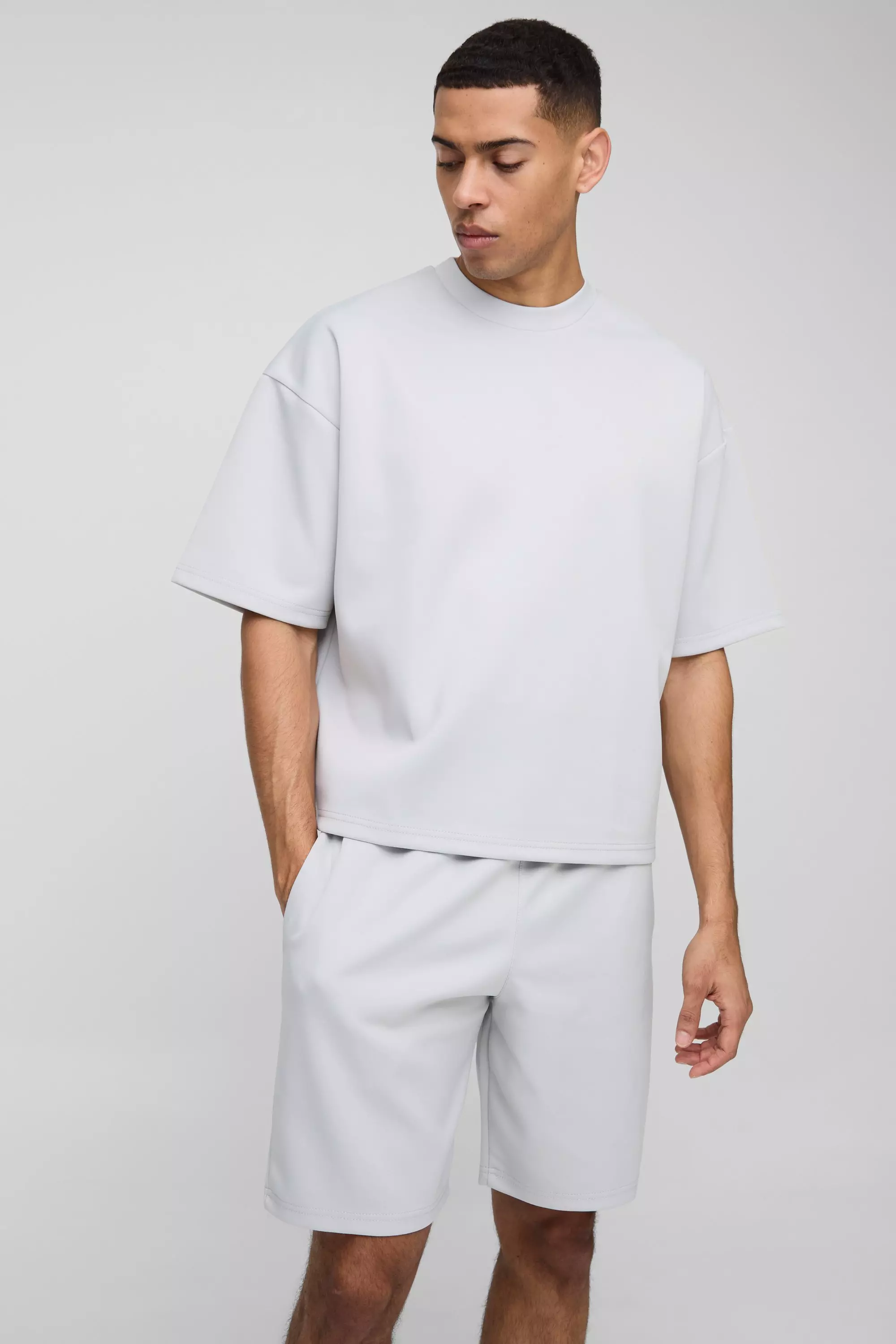 Oversized Boxy Scuba T-Shirt & Short Set | boohooMAN USA
