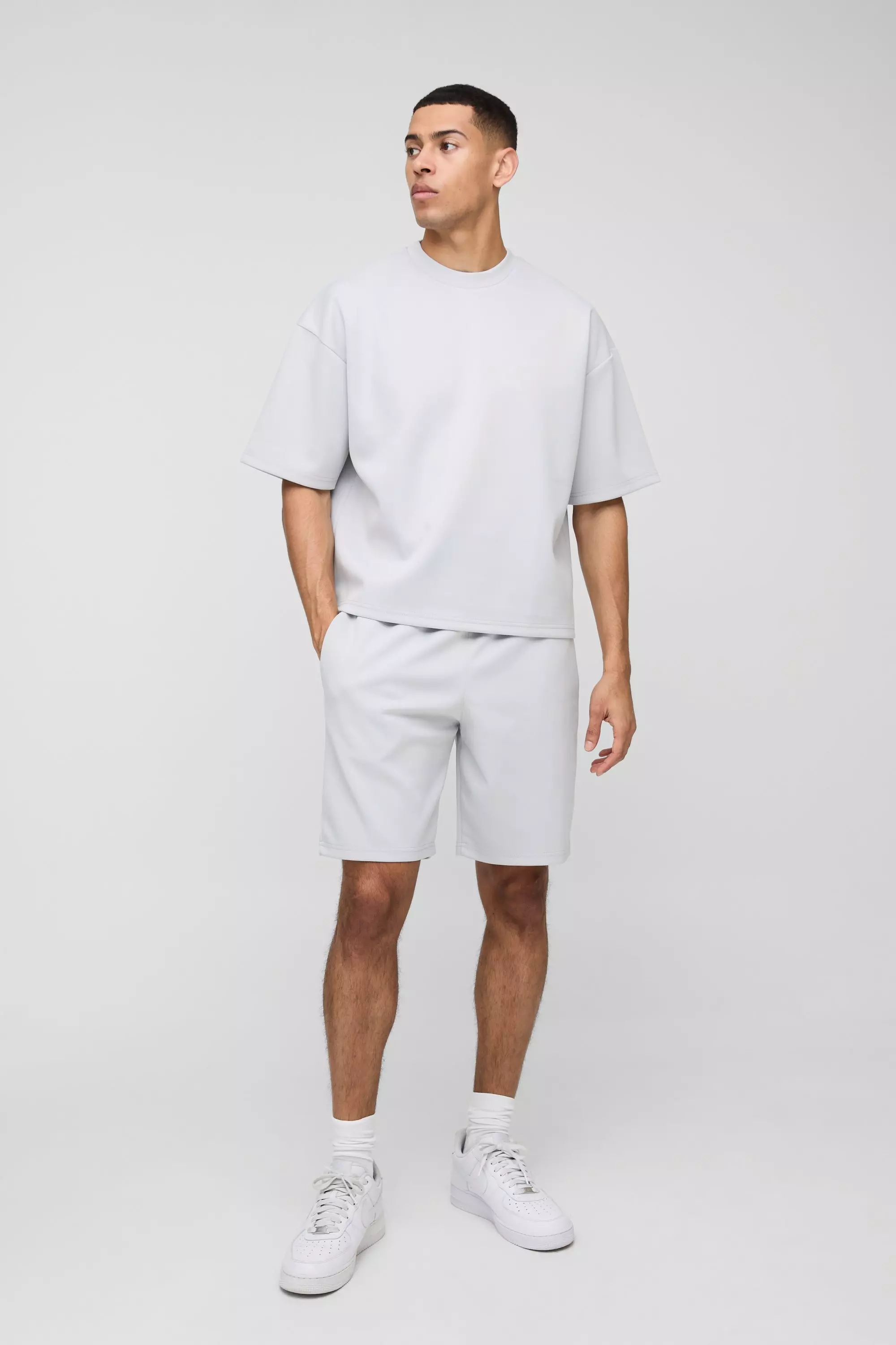 Oversized Boxy Scuba T-Shirt & Short Set | boohooMAN USA