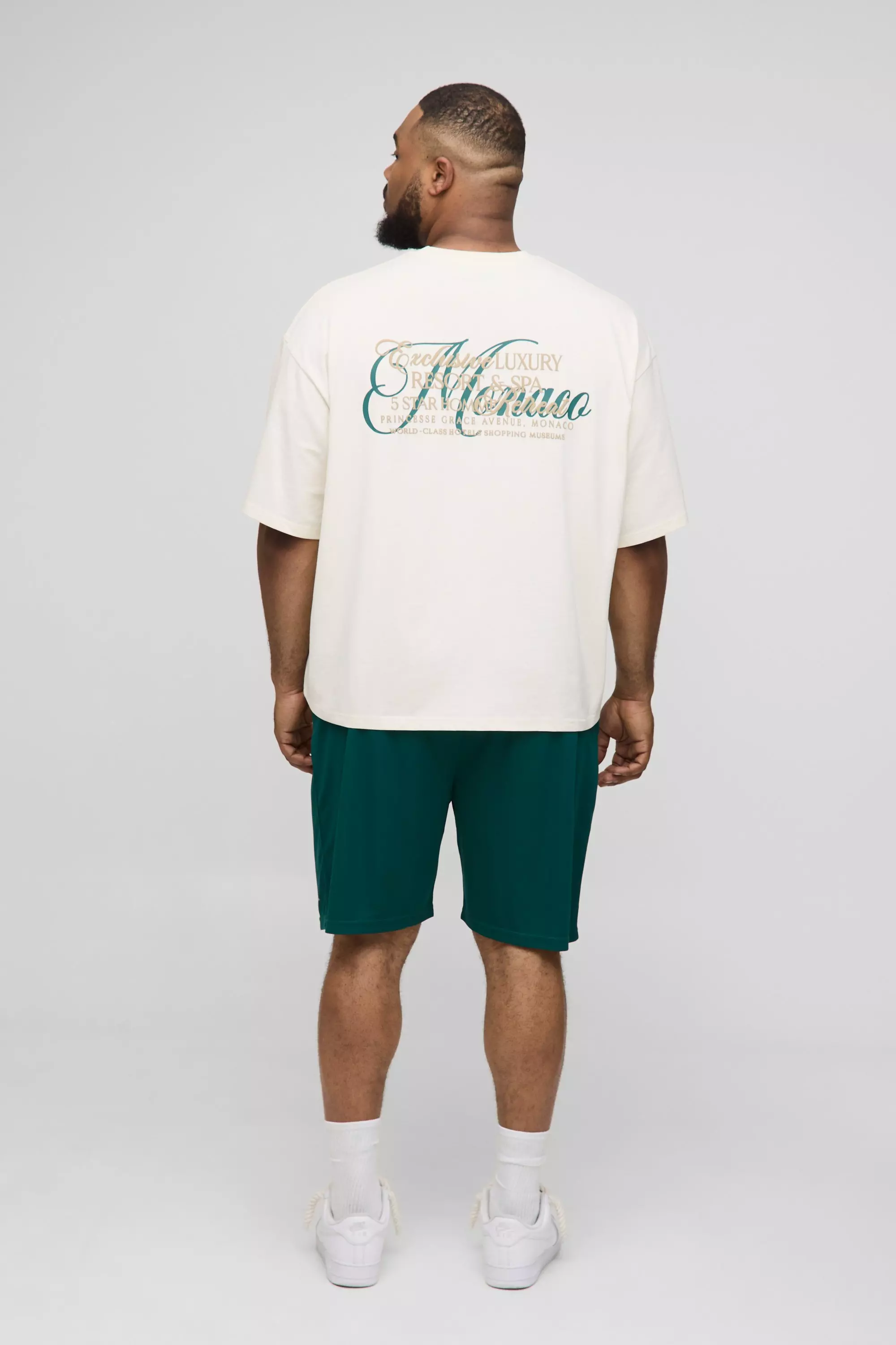 Plus Oversized Boxy Puff Graphic T Shirt & Airtex Shorts Set | boohooMAN USA