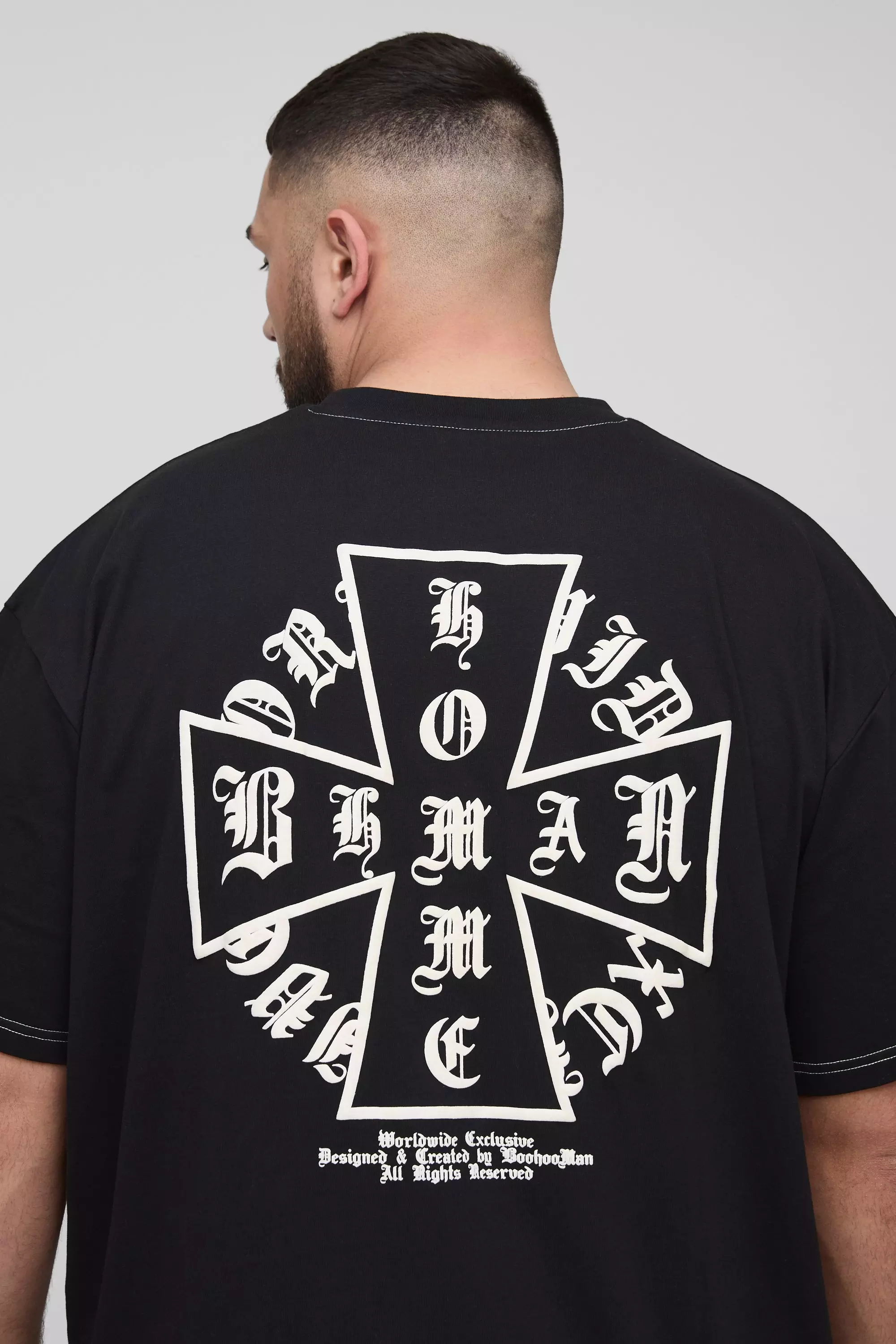 Plus Oversized Homme Puff Print T-Shirt & Short Set | boohooMAN USA