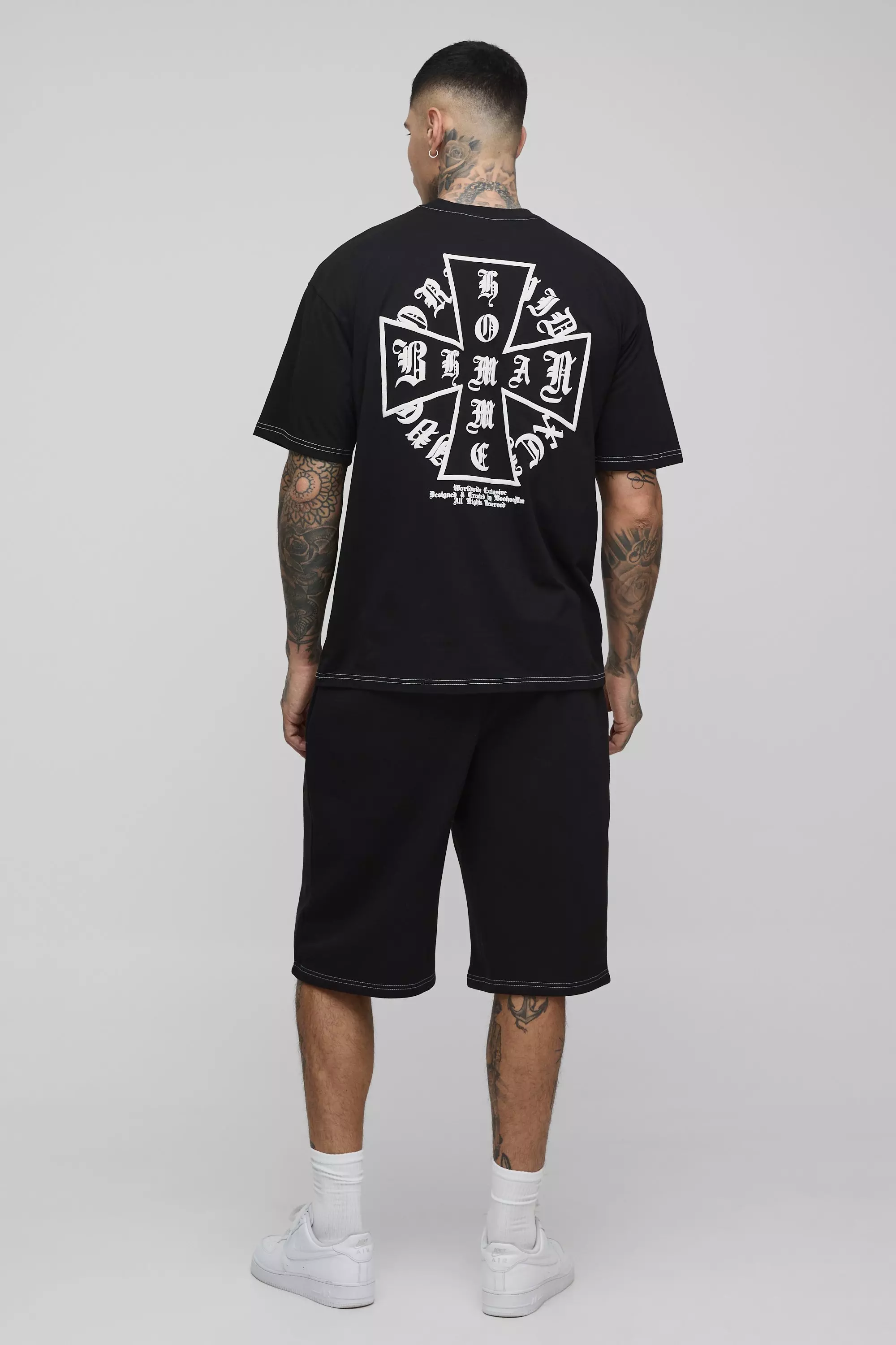 Tall Oversized Homme Puff Print T-Shirt & Short Set | boohooMAN USA