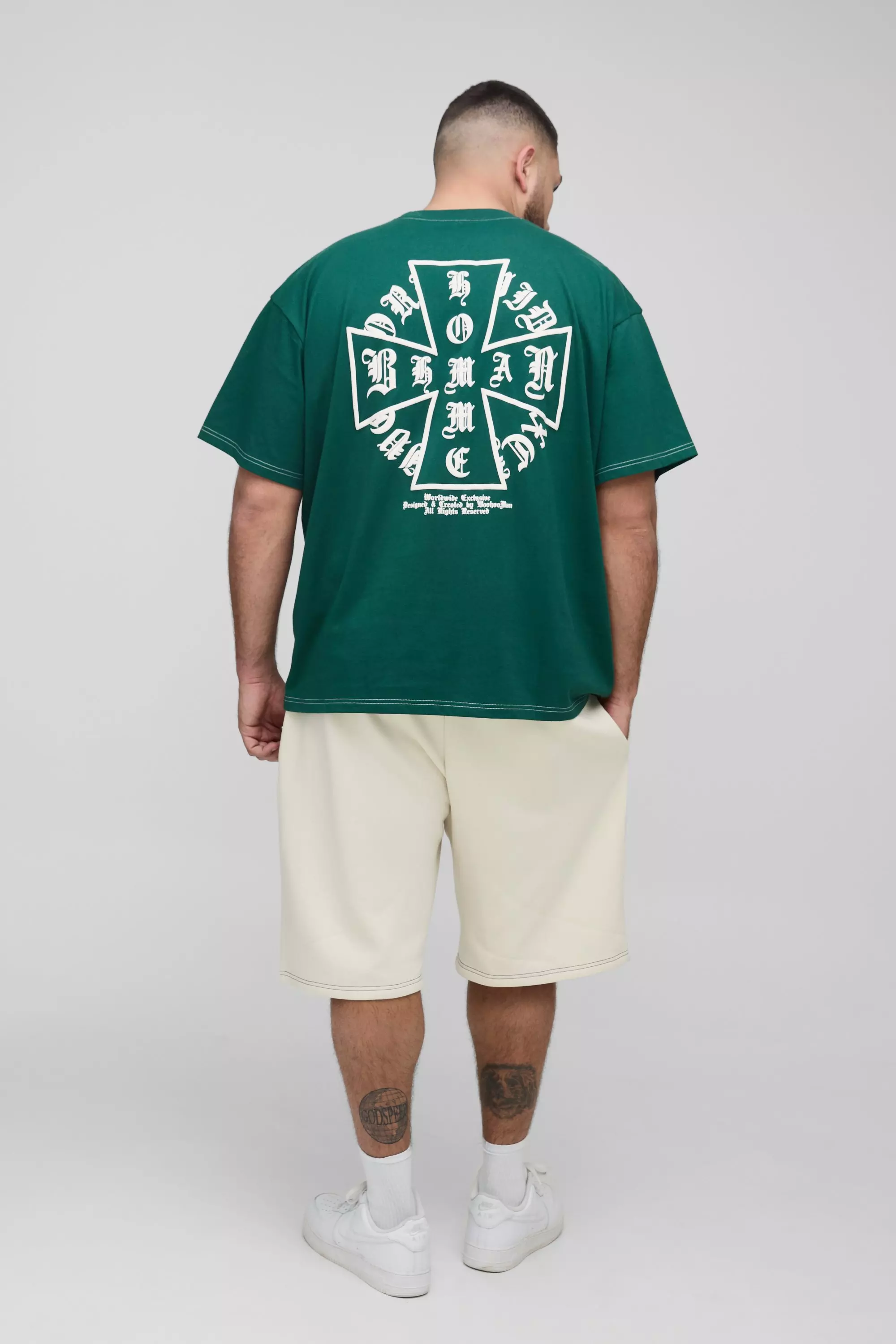 Plus Oversized Homme Puff Print T-Shirt & Short Set | boohooMAN USA