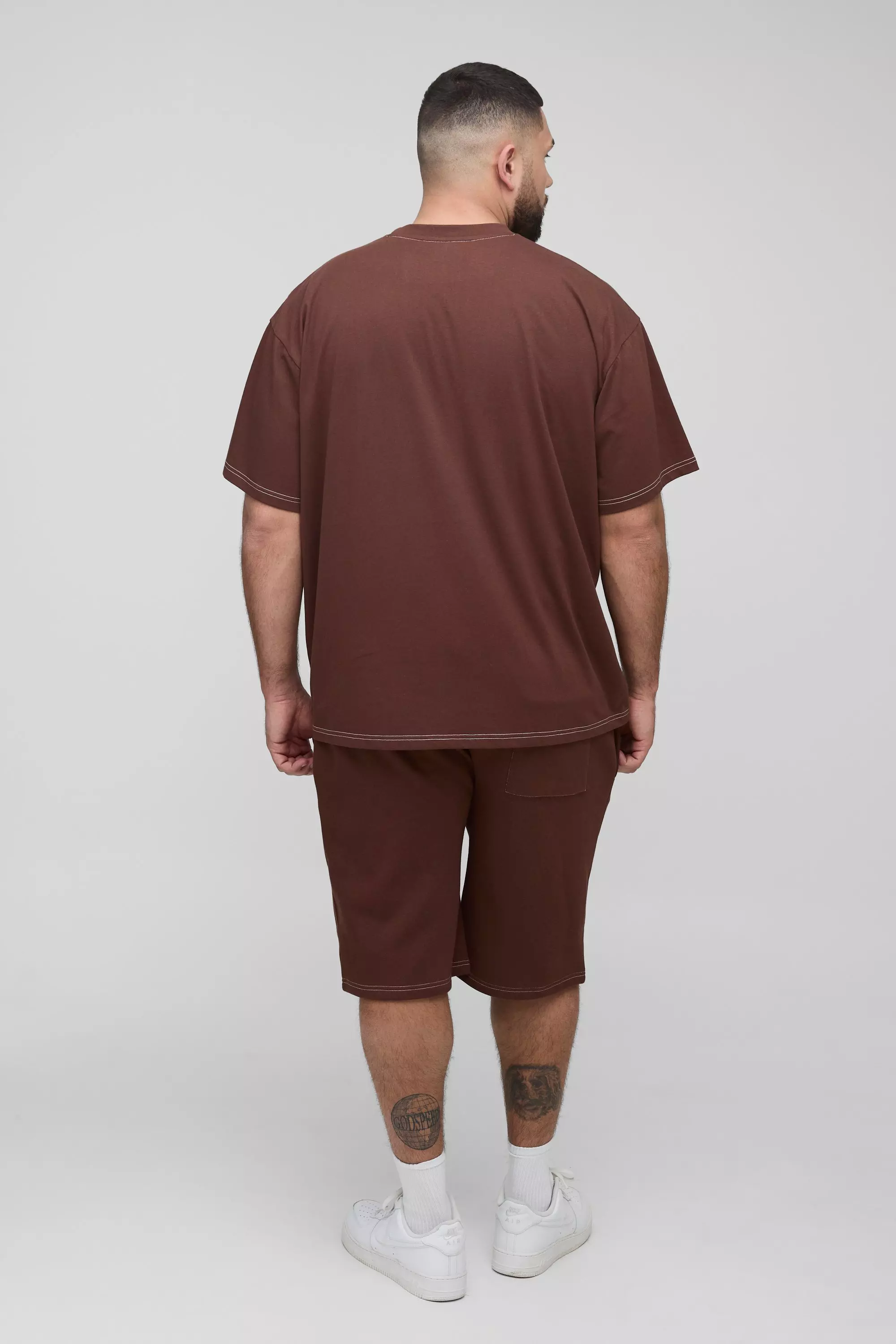 Grande taille - Ensemble oversize à imprimé croix, Chocolate autre image