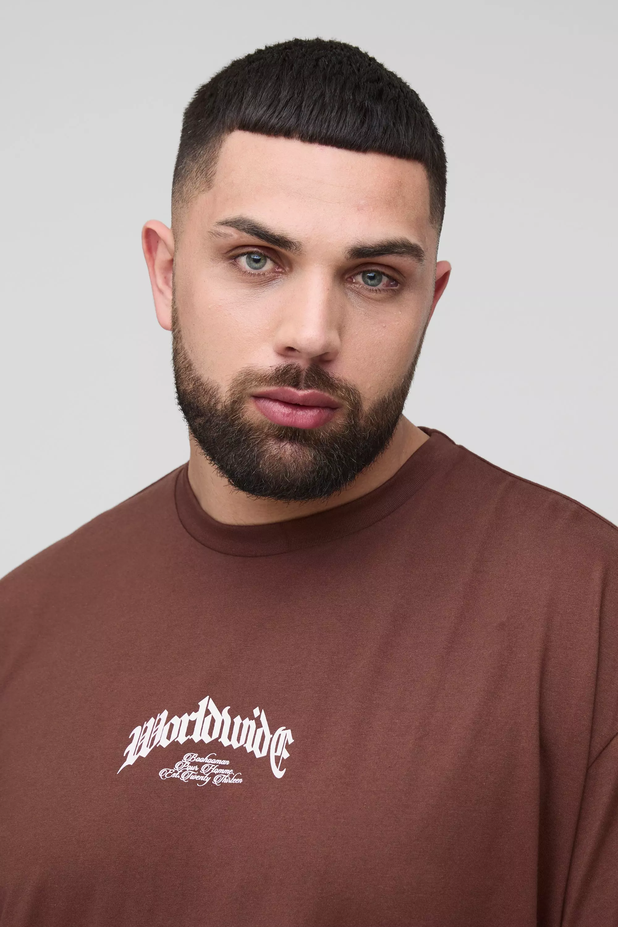 Plus Oversized Worldwide Cross Print T-Shirt & Short Set | boohooMAN USA