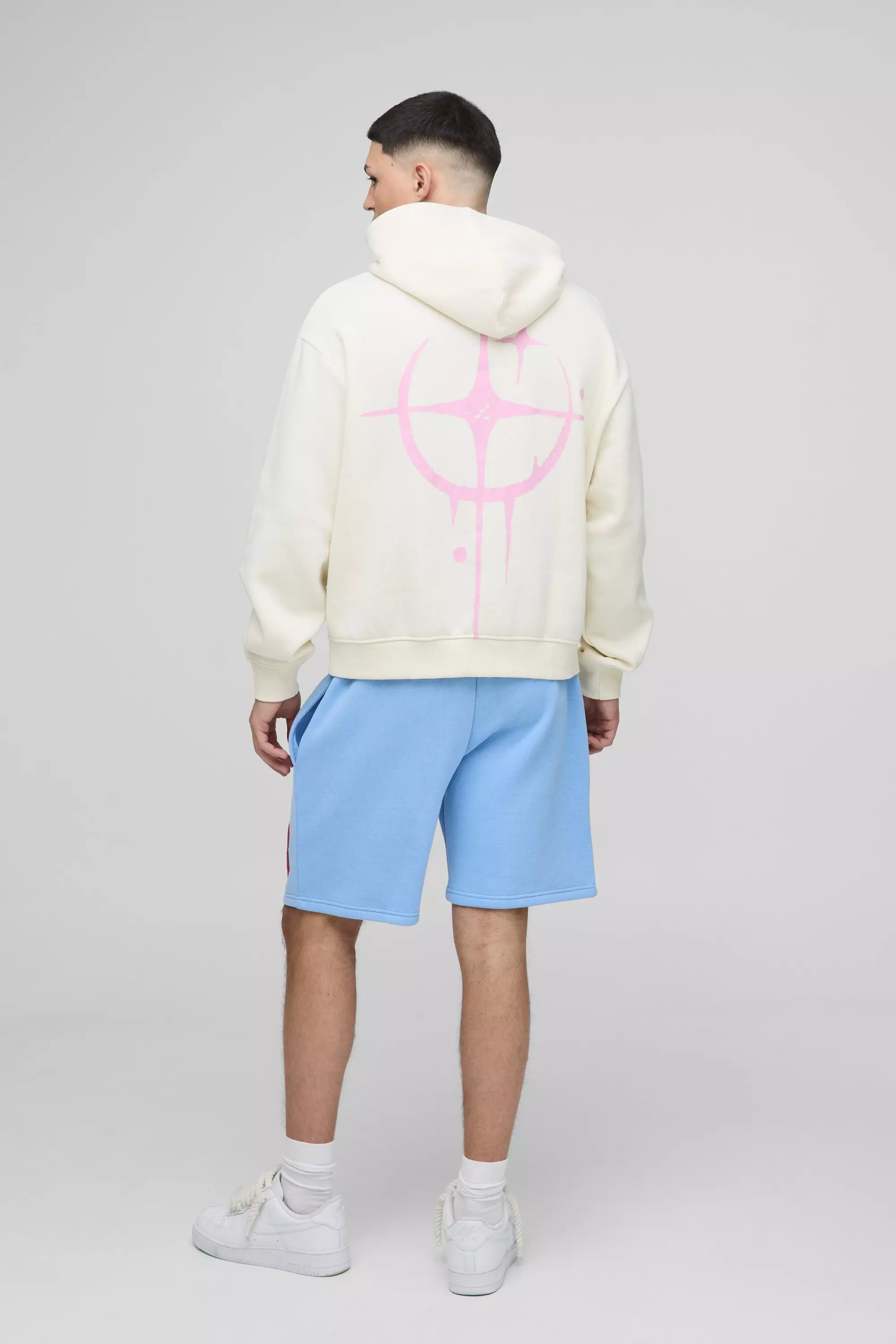 Oversized Boxy Star Homme Hoodie | boohooMAN USA