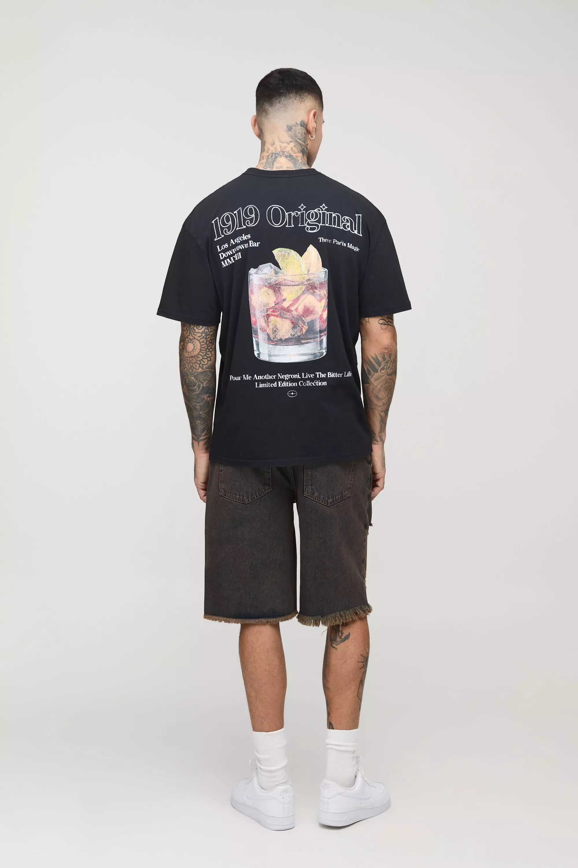 Tall Distressed Drawcord Relaxed Fit Jean Shorts | boohooMAN USA
