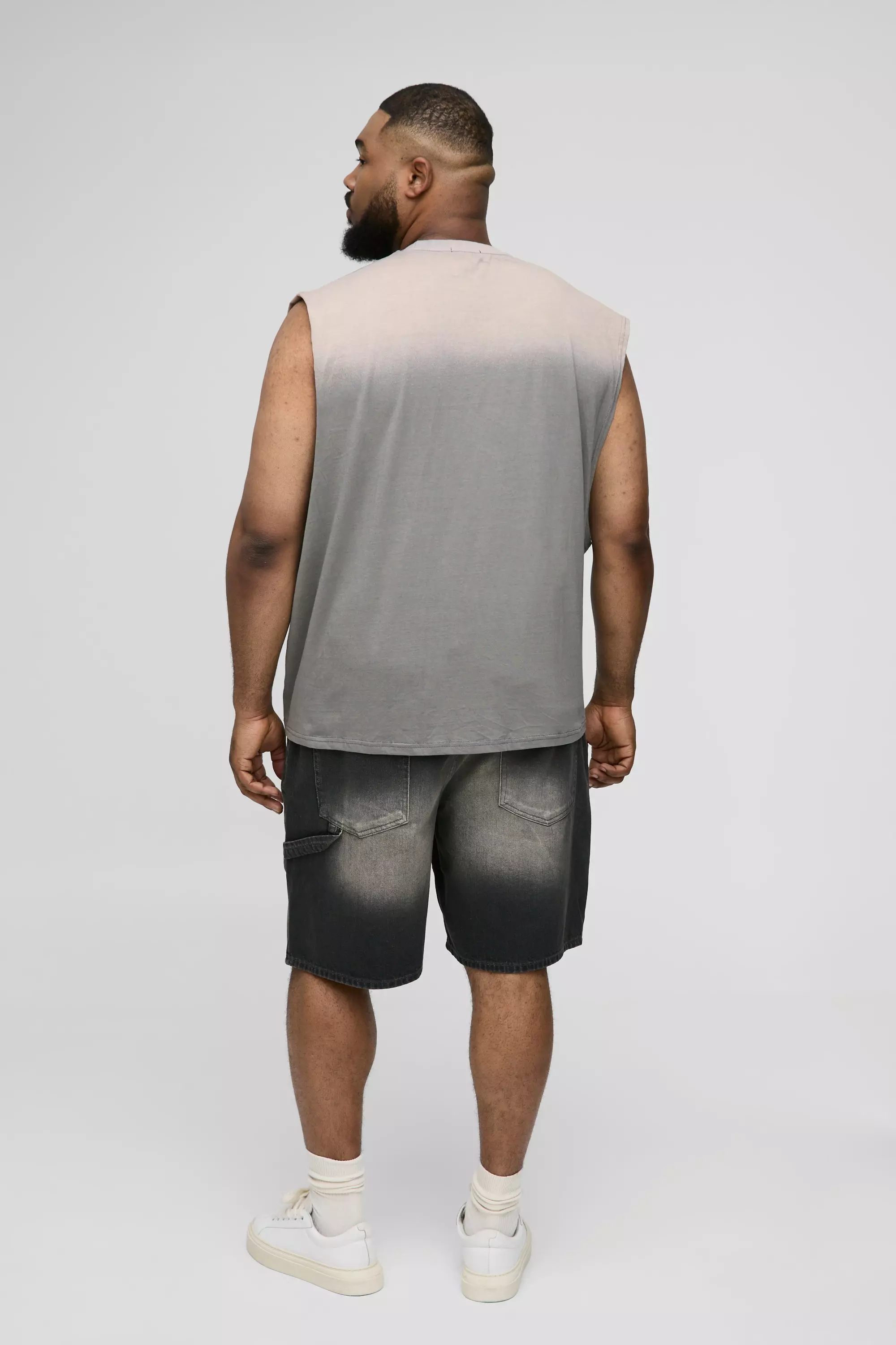Mid grey Plus Relaxed Fit Washed Carpenter Denim Jorts alternative image