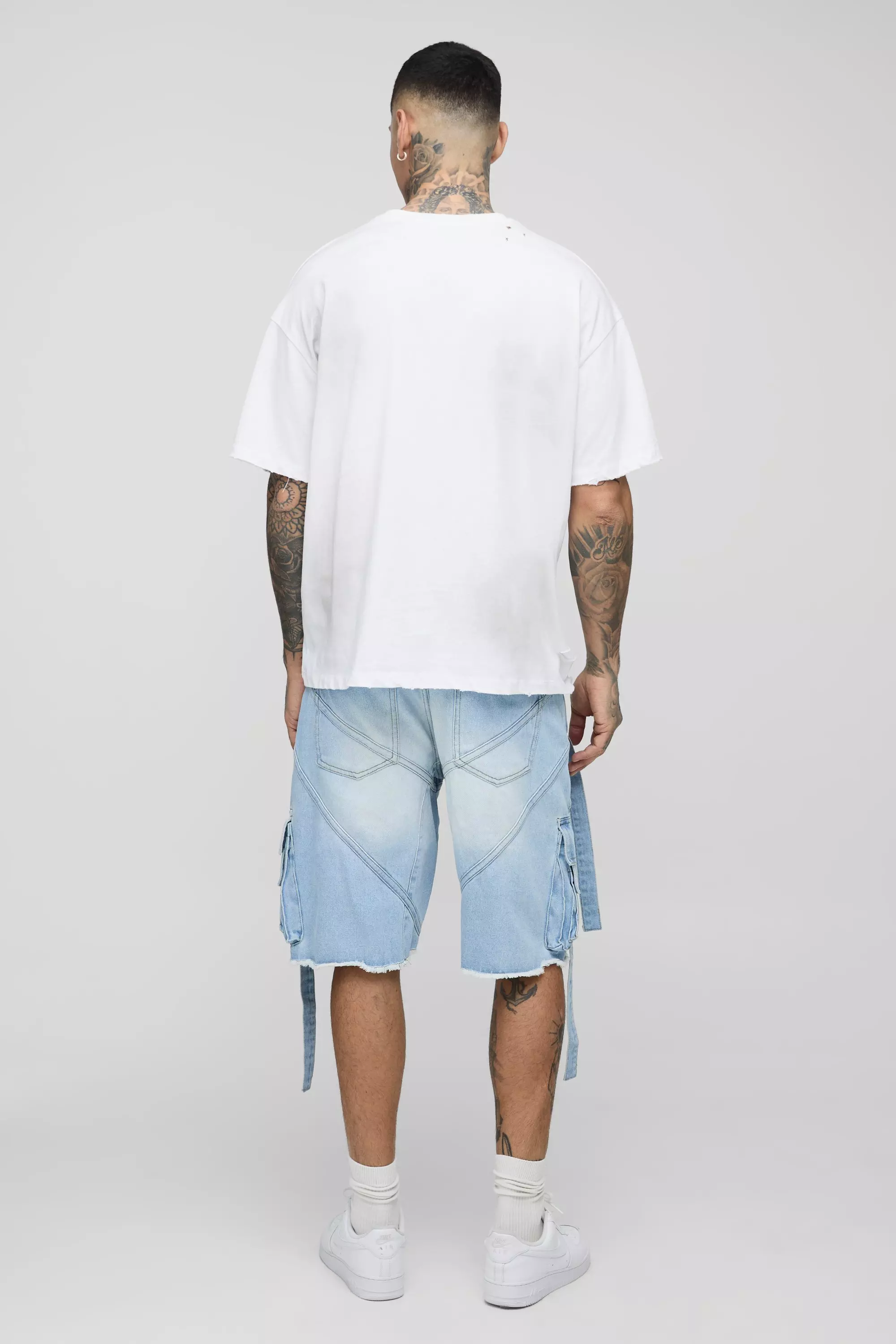 Tall - Short cargo large en jean, Light wash autre image