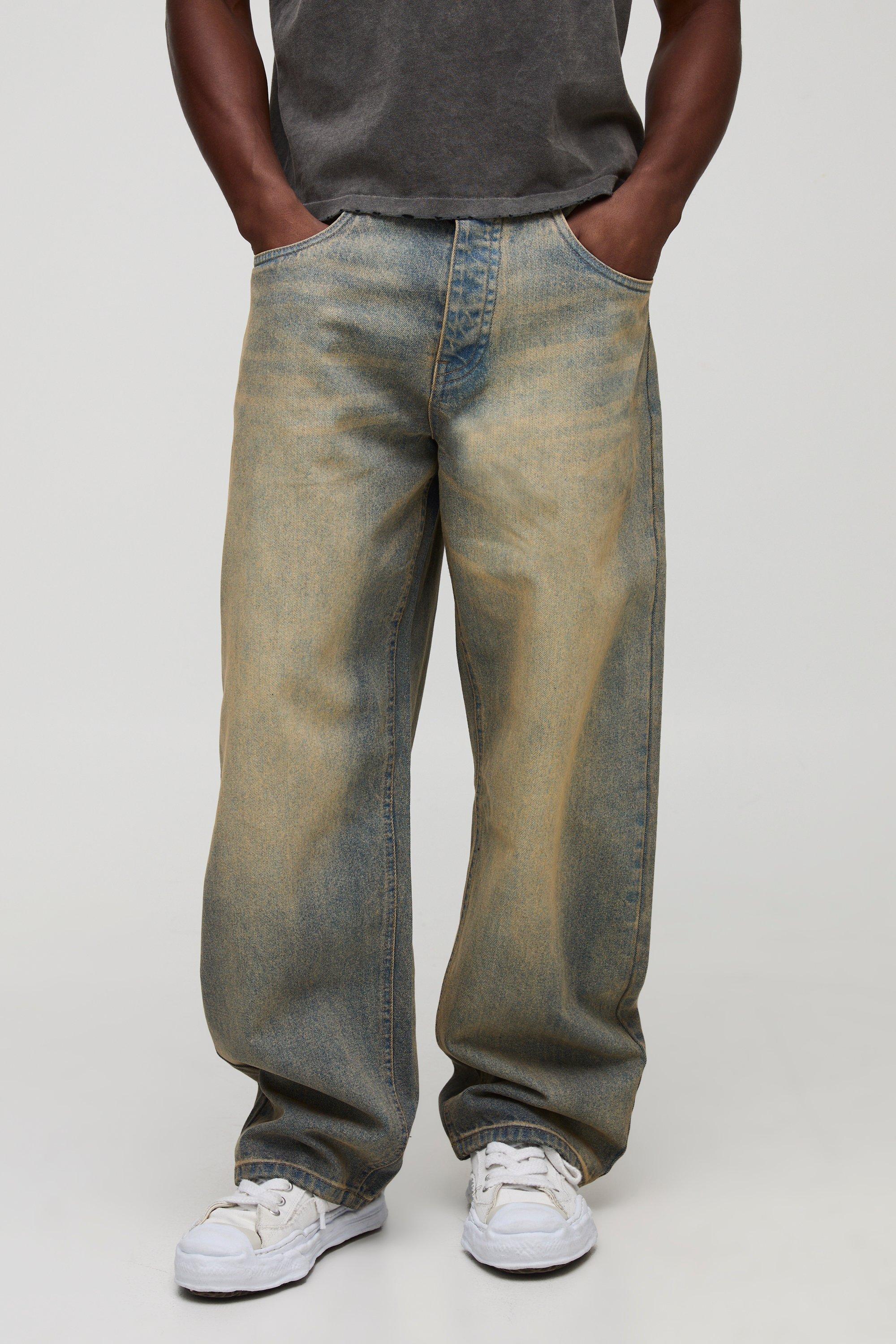 Baggy Rigid Antique Blue Washed Jeans | boohooMAN USA