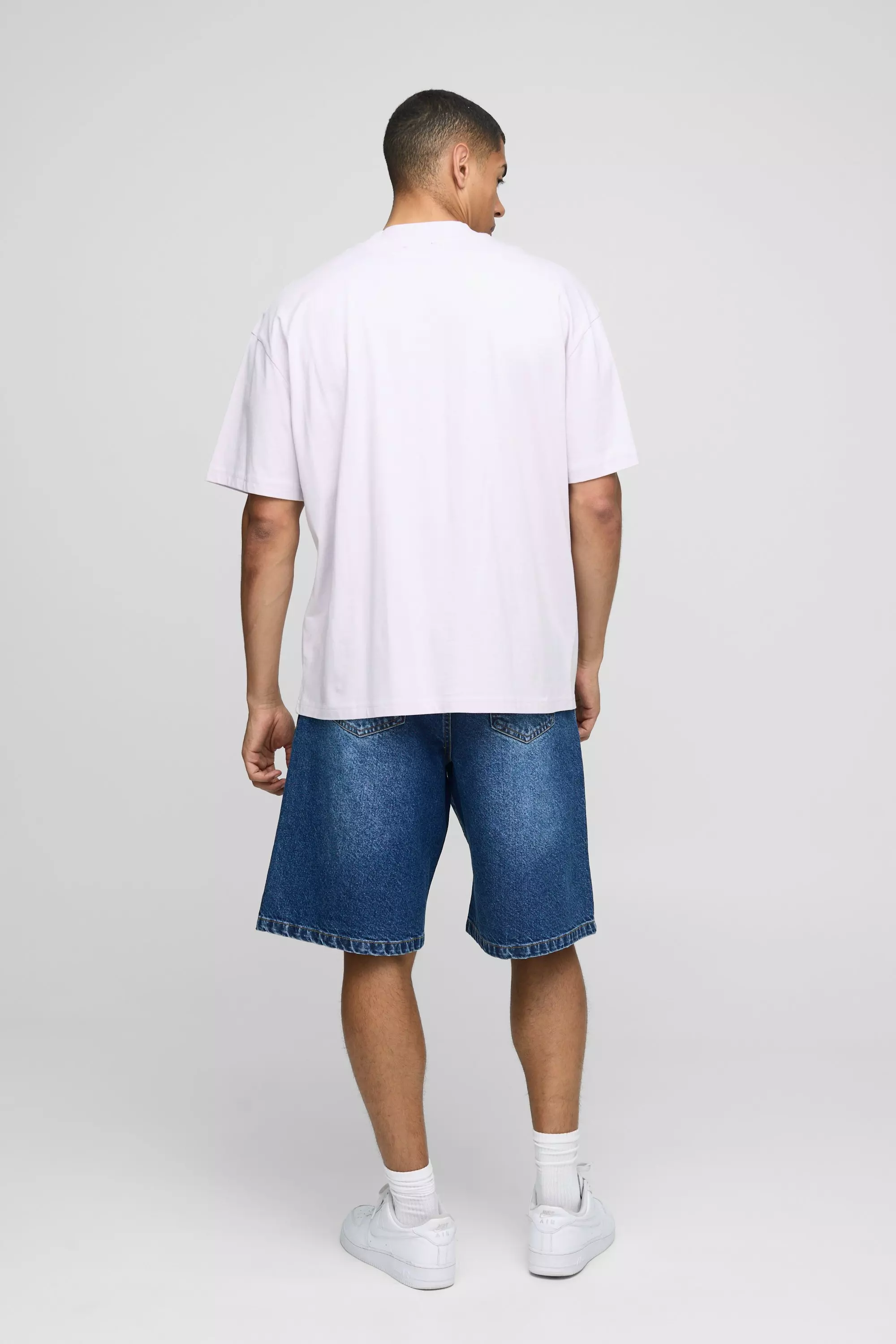Parachute Ripped Paneled Washed Jean Shorts | boohooMAN USA