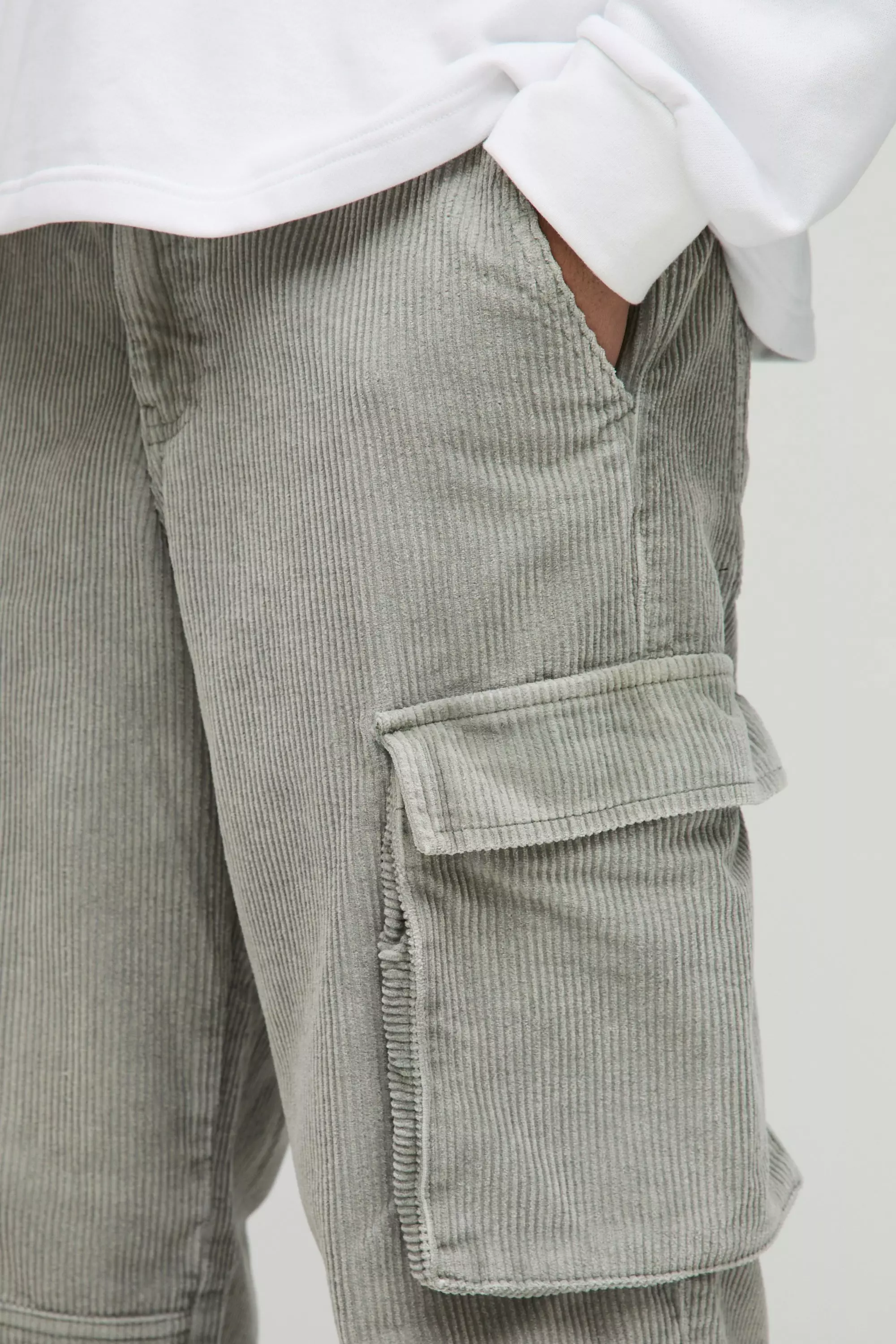 Relaxed Acid Wash Corduroy Multi Pocket Cargo Pants | boohooMAN USA