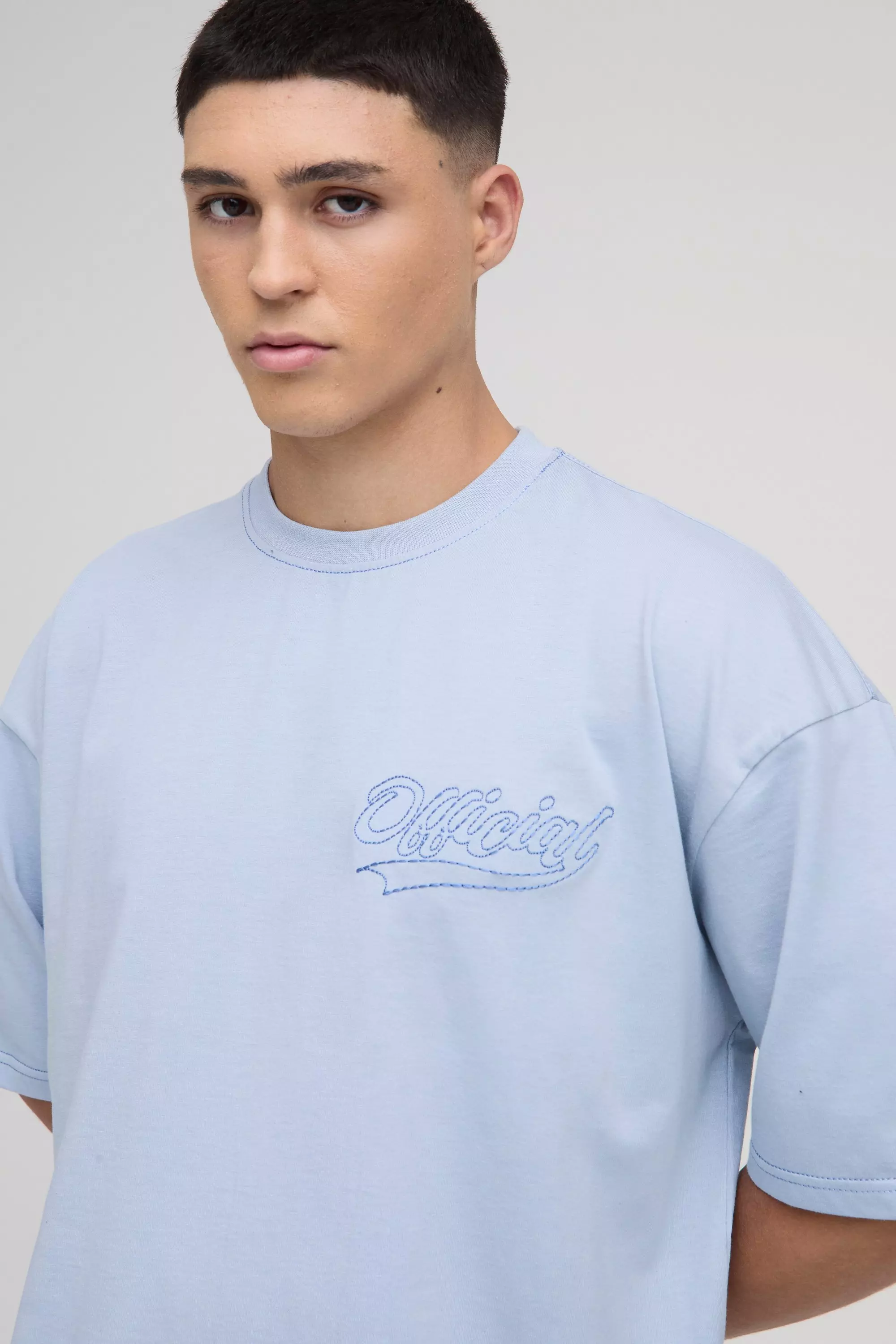 T-shirt oversize à coutures contrastantes - Official, Light blue autre image