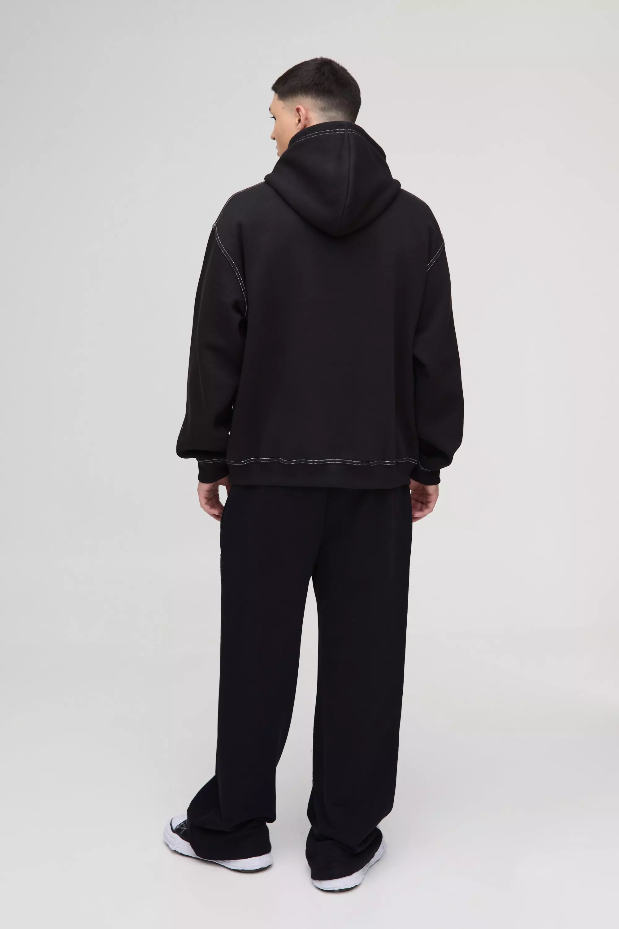 Oversized Boxy Official Contrast Stitch Hoodie | boohooMAN USA
