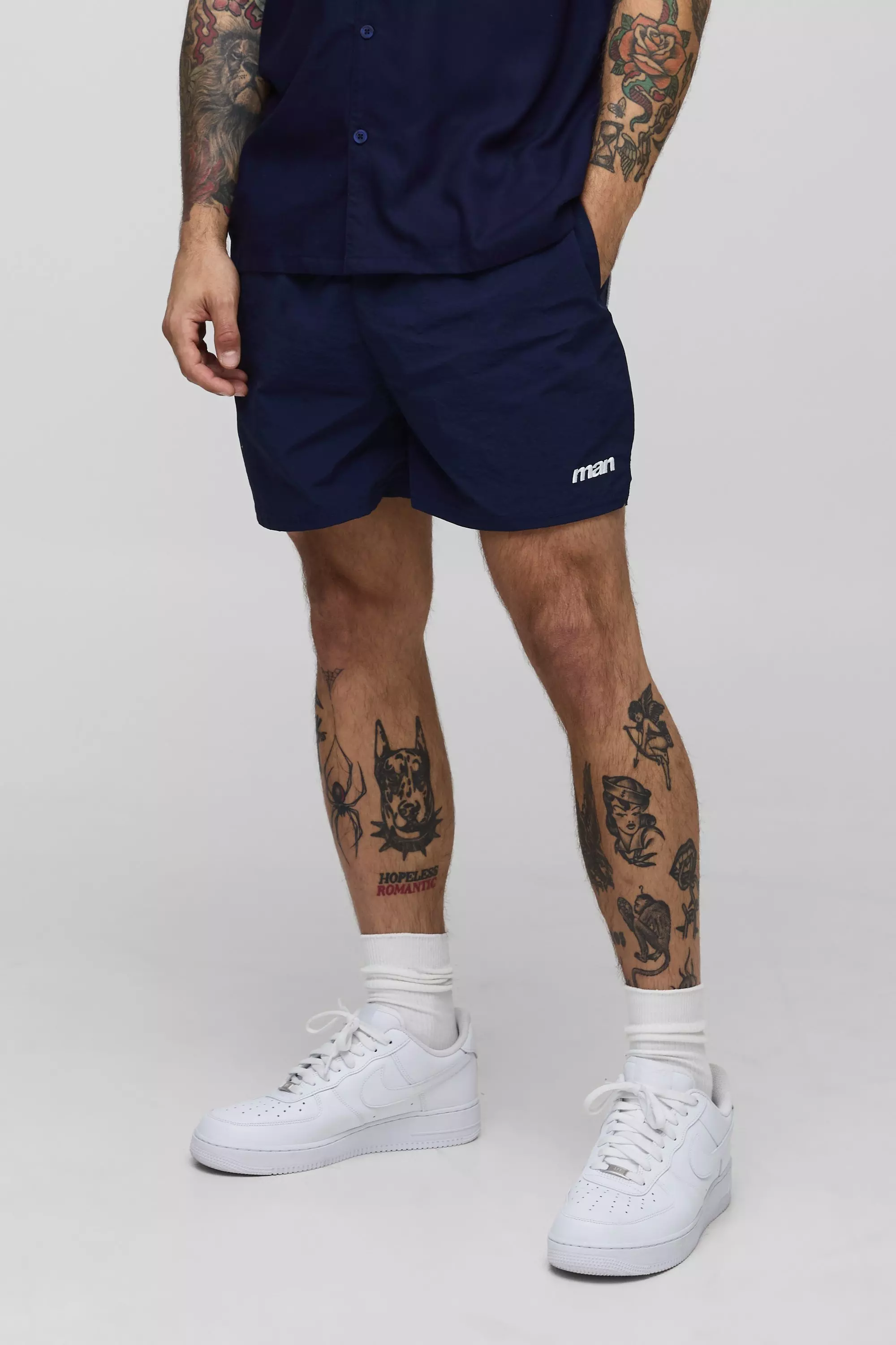 Navy Elasticated Waist Nylon Fighter Shorts alternative image