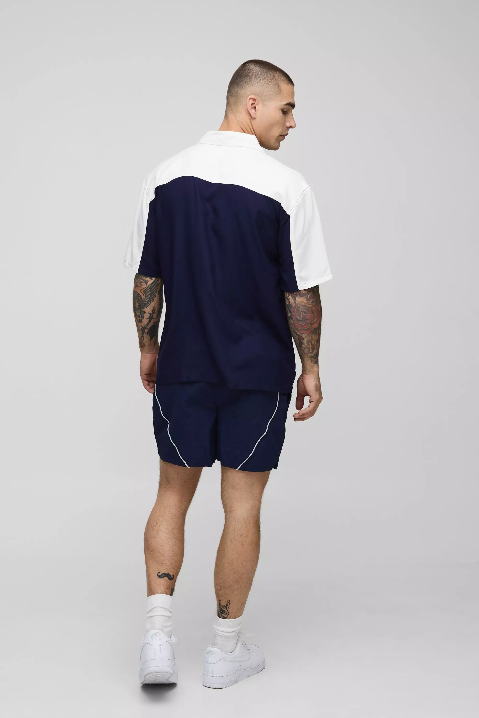 Navy Elasticated Waist Nylon Fighter Shorts alternative image