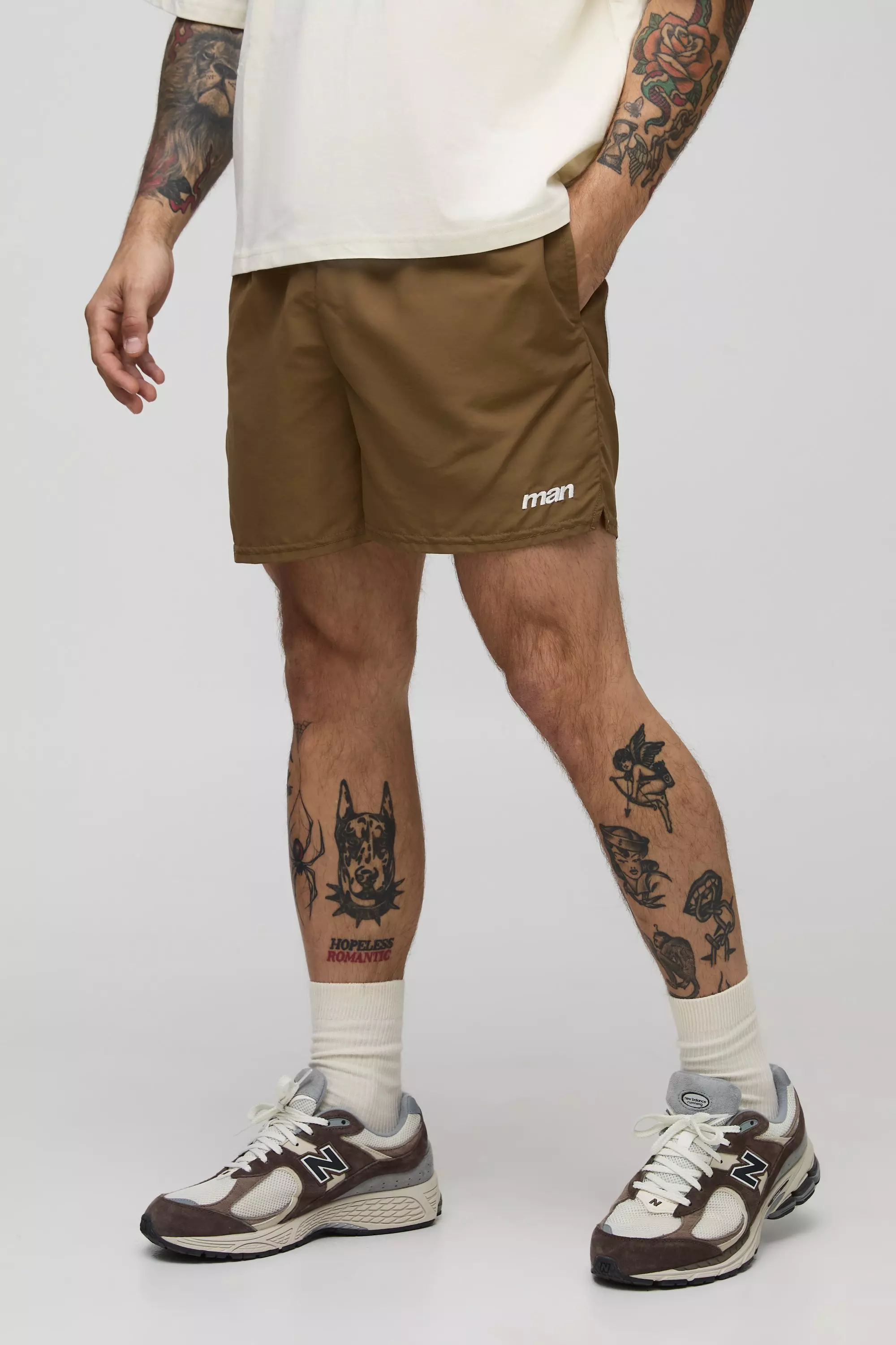 Nylon Colorblock Boxershorts mit elastischem Bund, Brown alternatives Bild