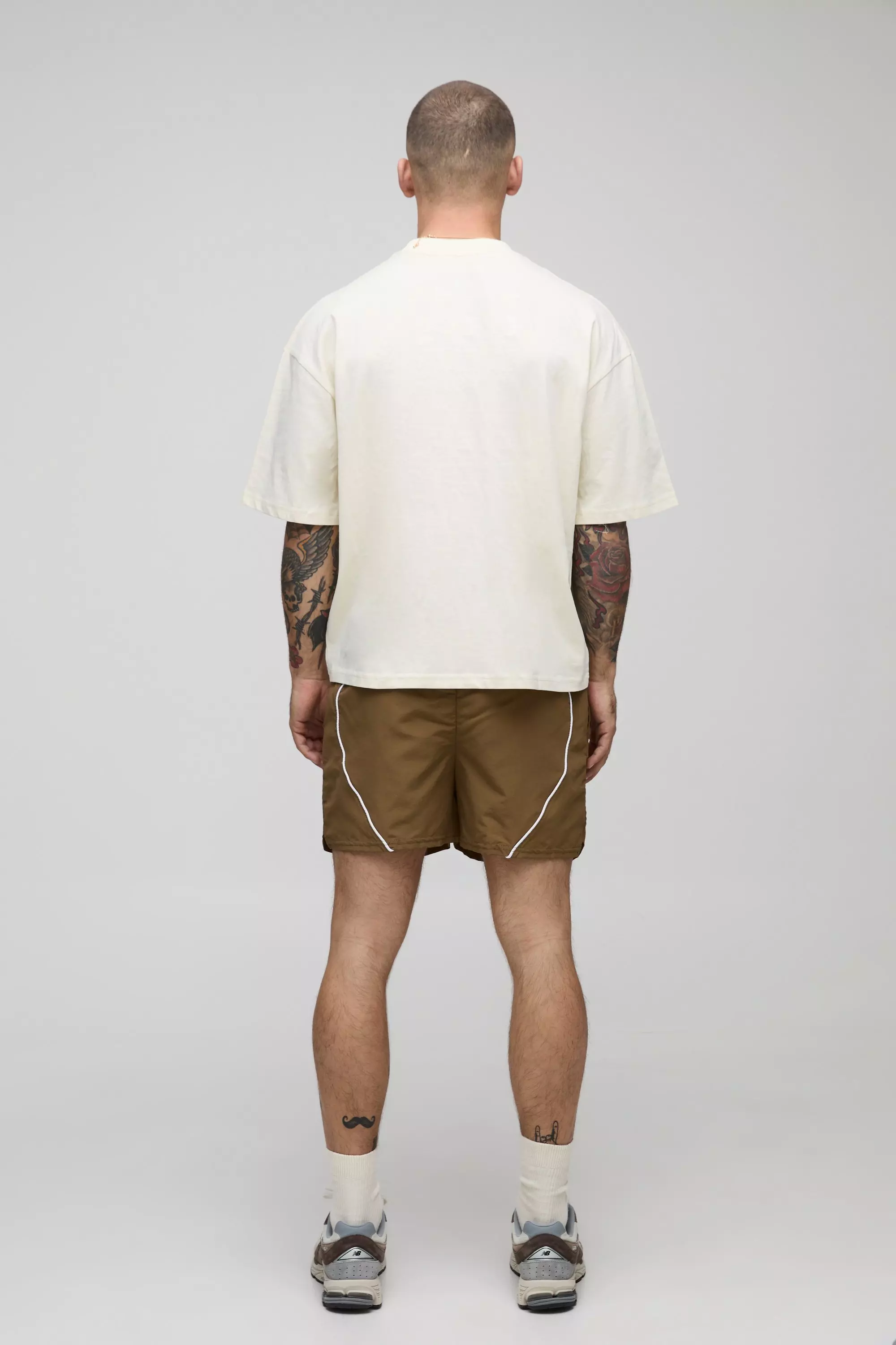 Nylon Colorblock Boxershorts mit elastischem Bund, Brown alternatives Bild