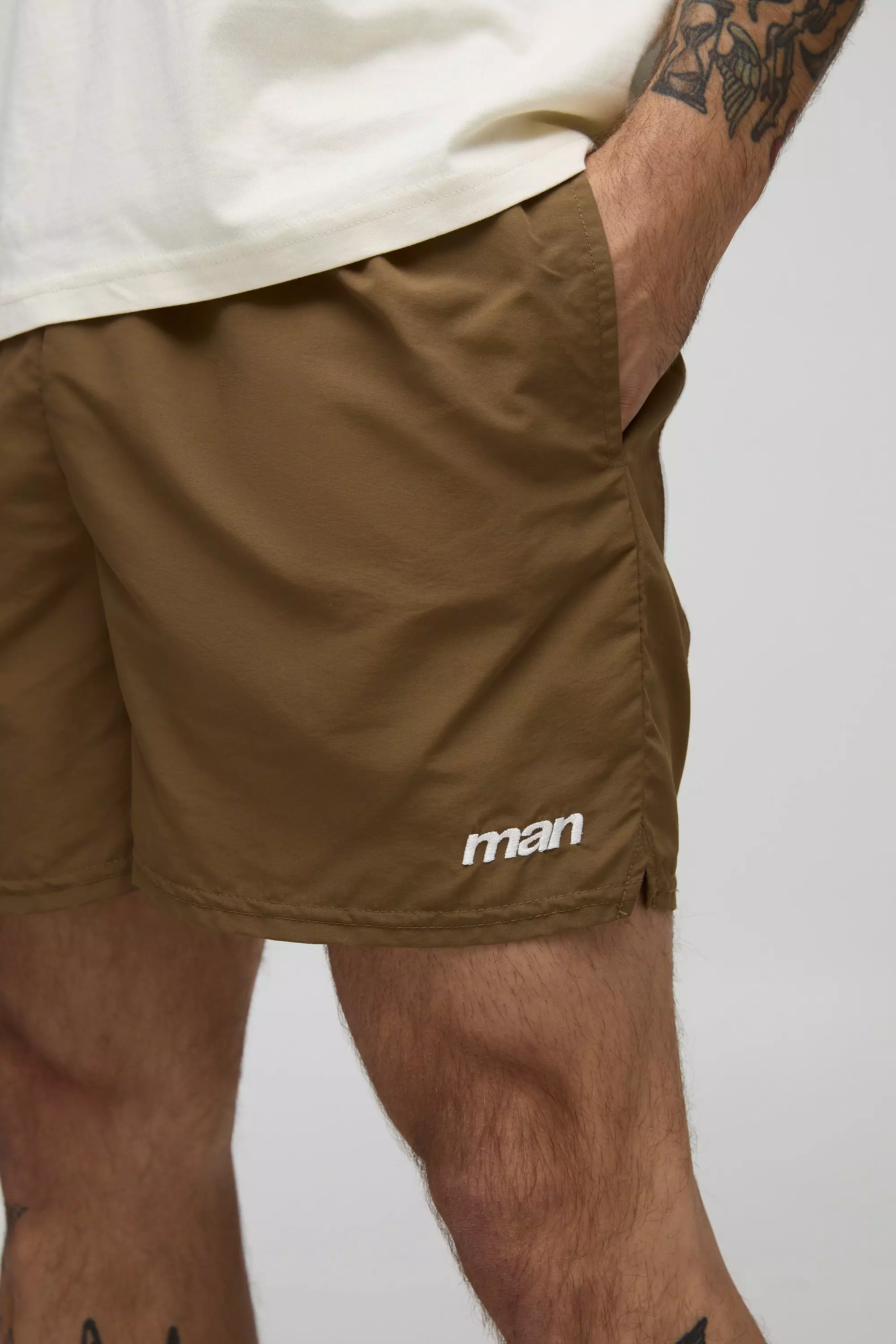 Nylon Colorblock Boxershorts mit elastischem Bund, Brown alternatives Bild