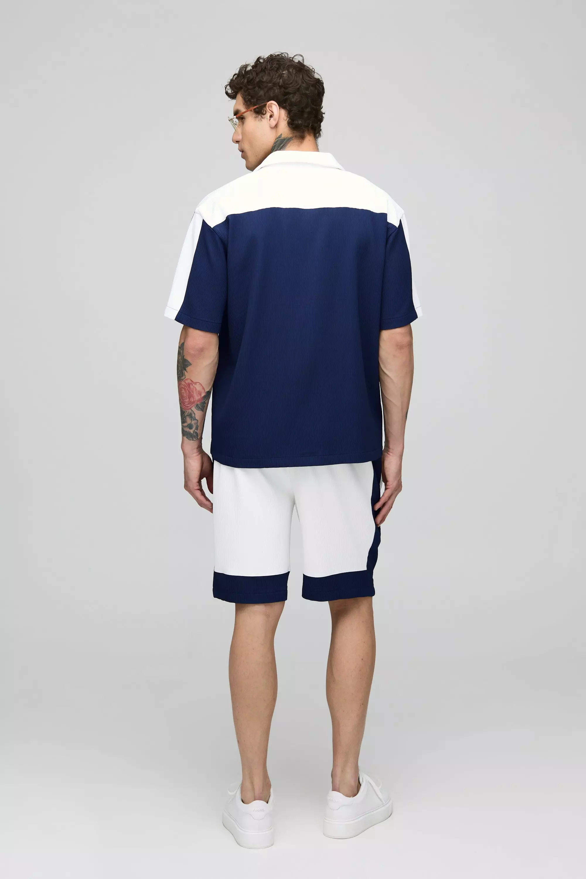 Kurzärmliges Oversize Hemd & Shorts, Navy alternatives Bild