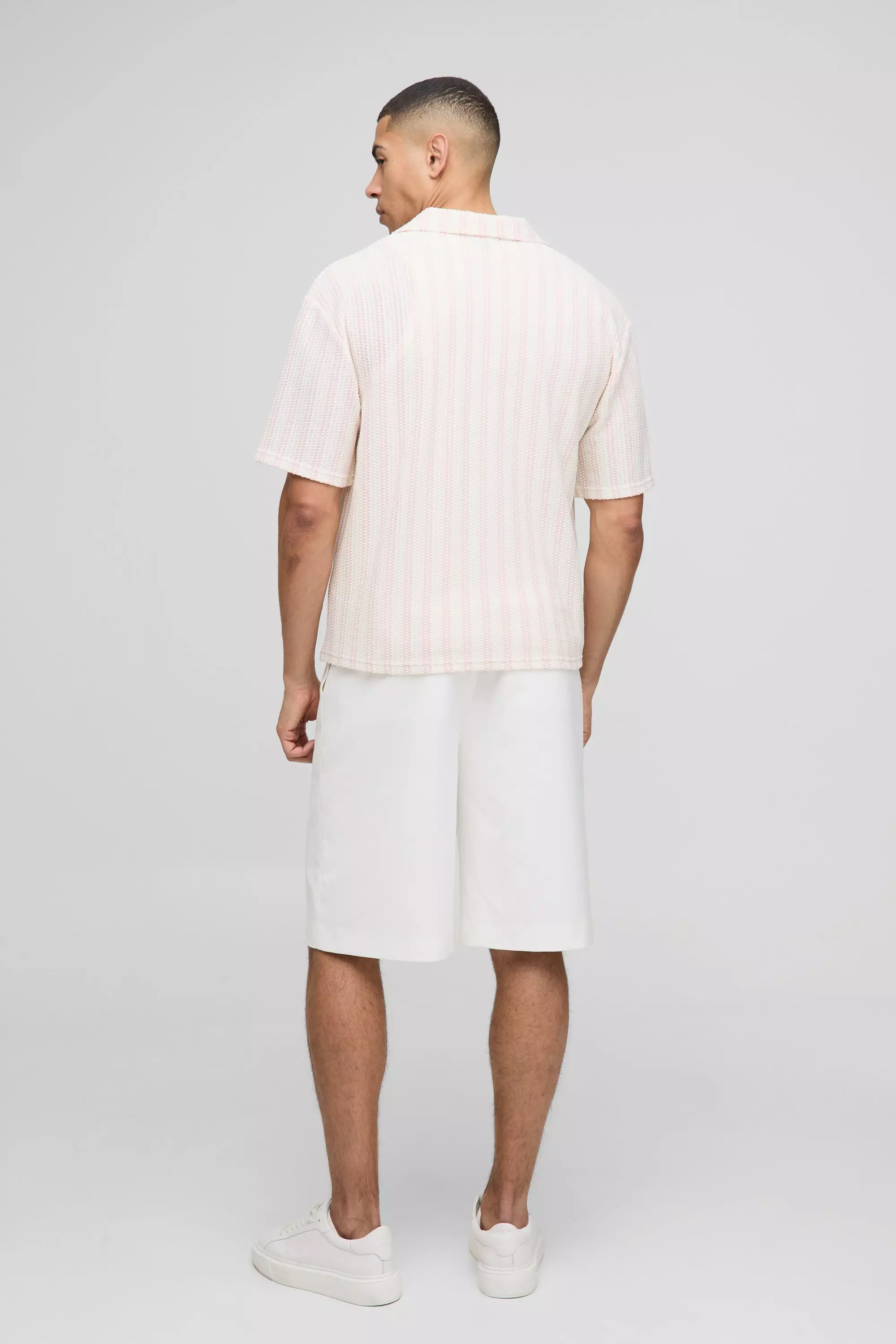 Chemise oversize rayée en jersey, Pink autre image