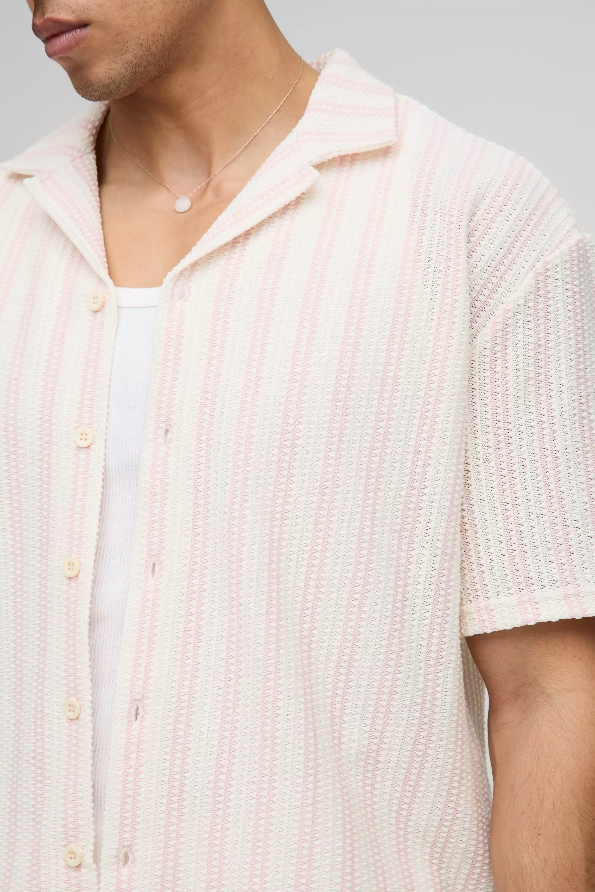 Chemise oversize rayée en jersey, Pink autre image