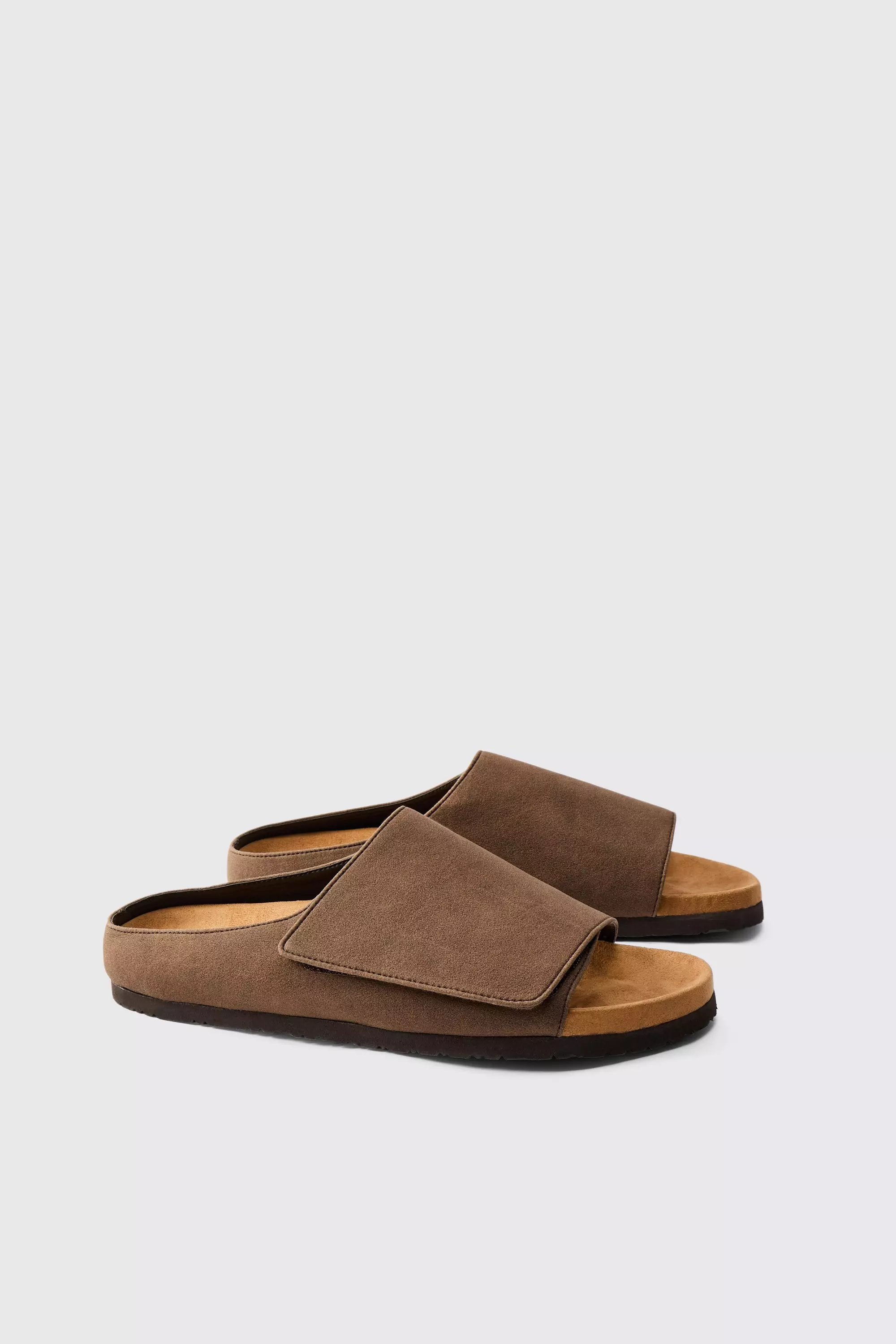 Faux Suede Slider Style Sandal Brown