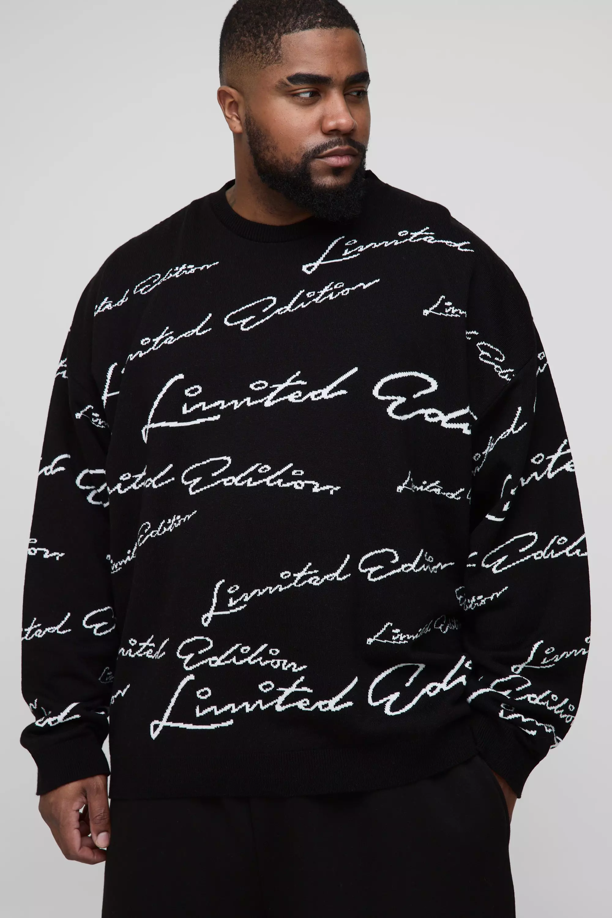 Plus Oversized Limited Edition Knitted Jumper | boohooMAN USA