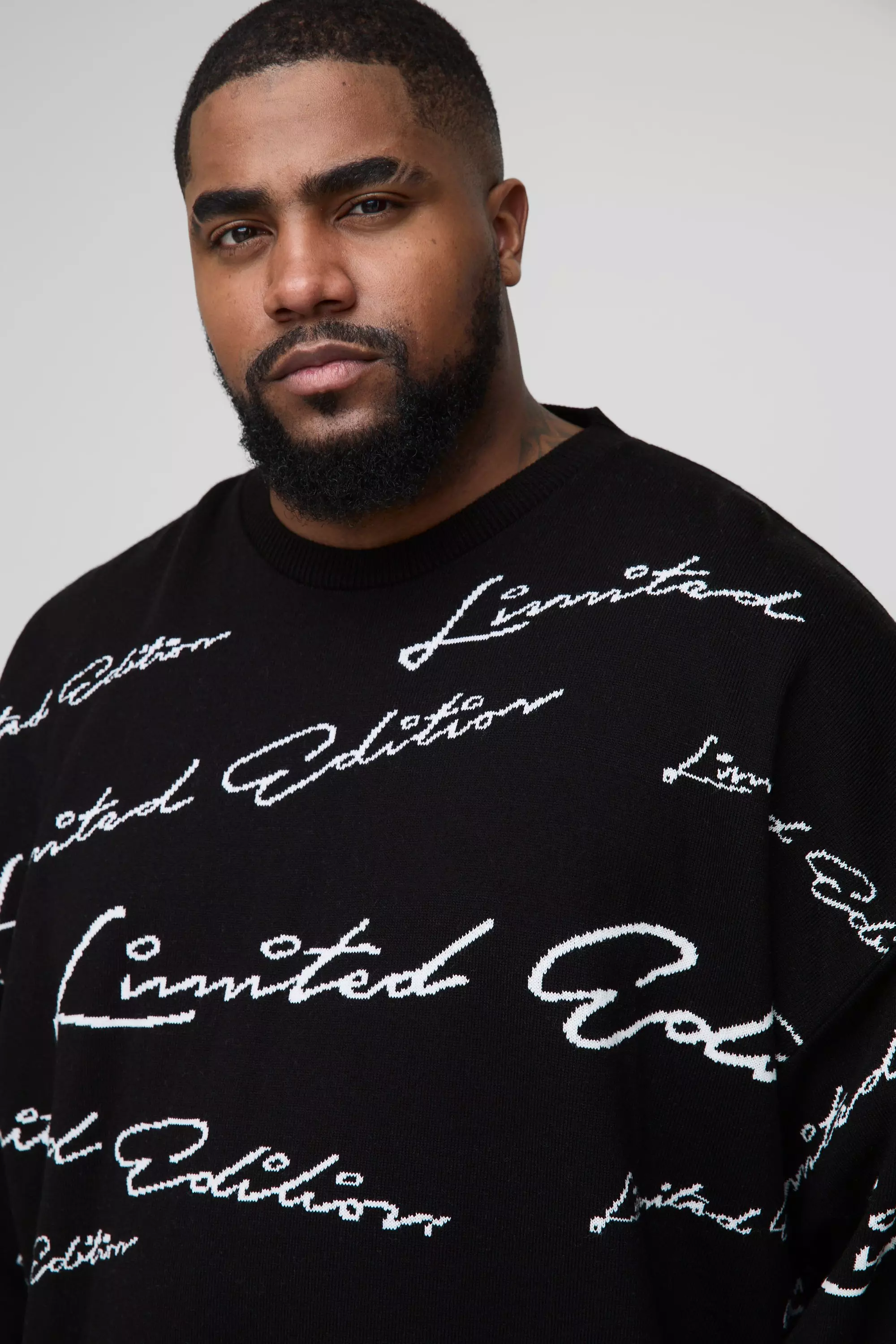 Plus Oversized Limited Edition Knitted Jumper | boohooMAN USA