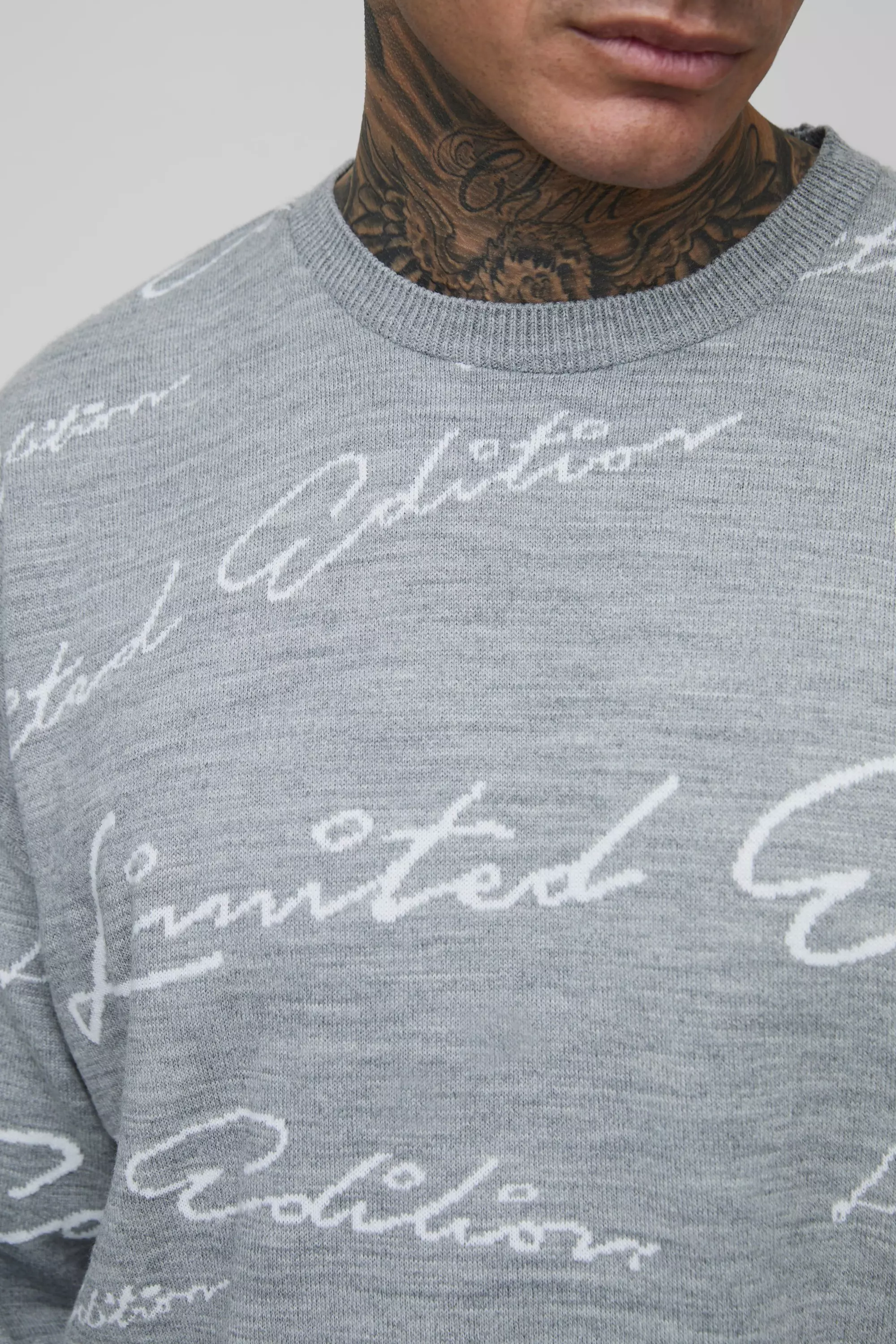Grey Tall Oversized Limited Edition Knitted Sweater alternative image