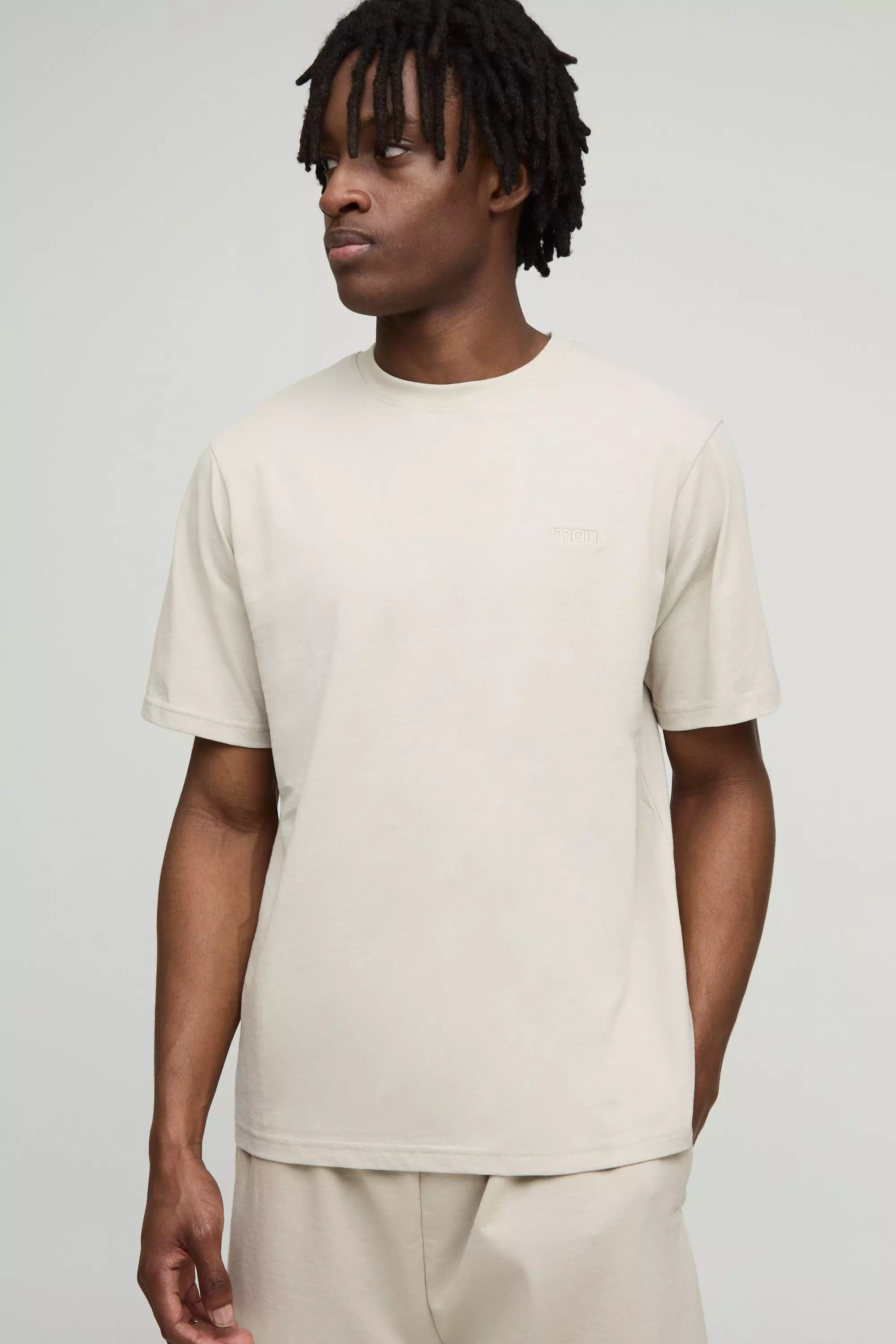Regular Fit MAN. Basic Crew Neck T-Shirt Stone