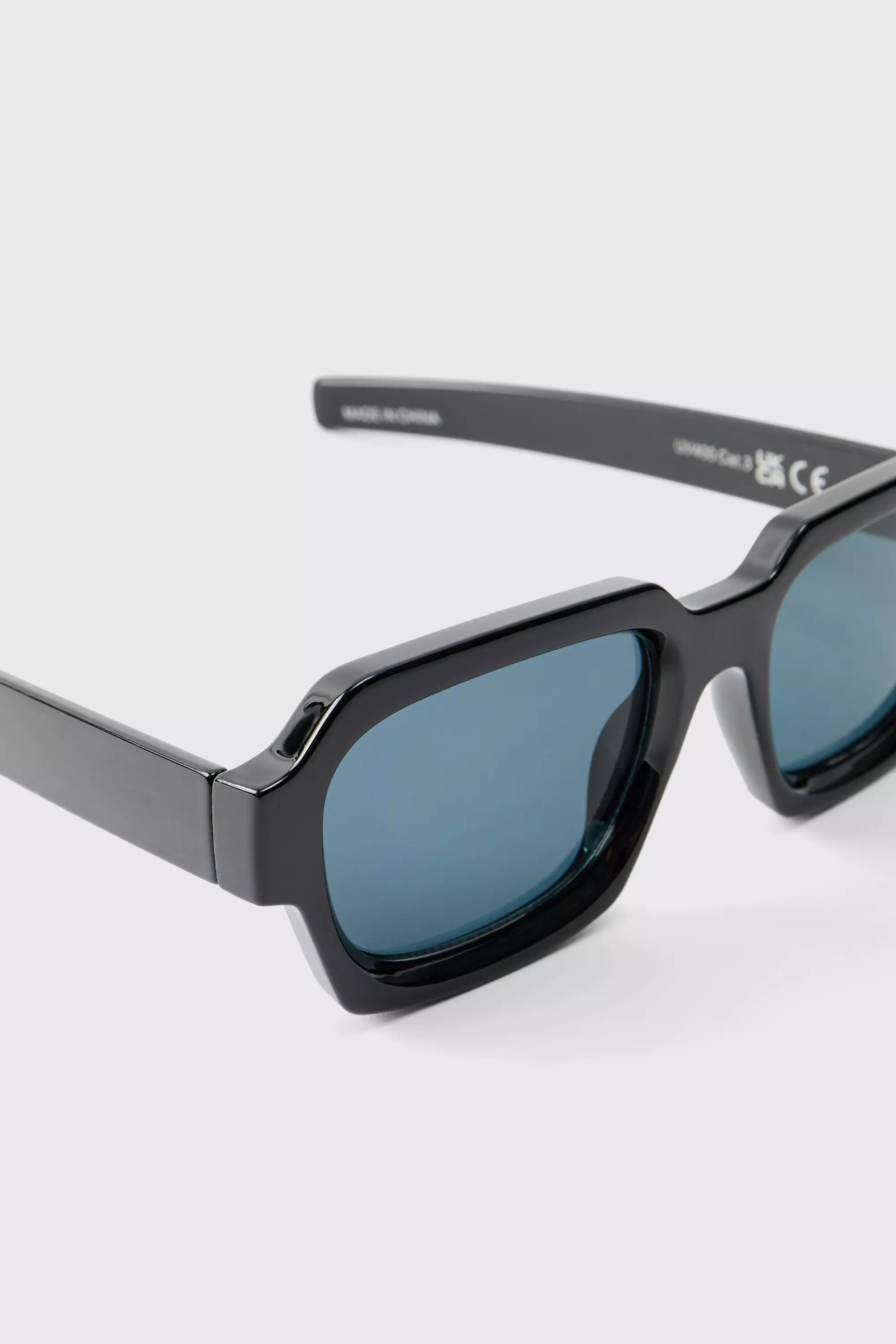 Lunettes de soleil noires rectangulaires, Black autre image