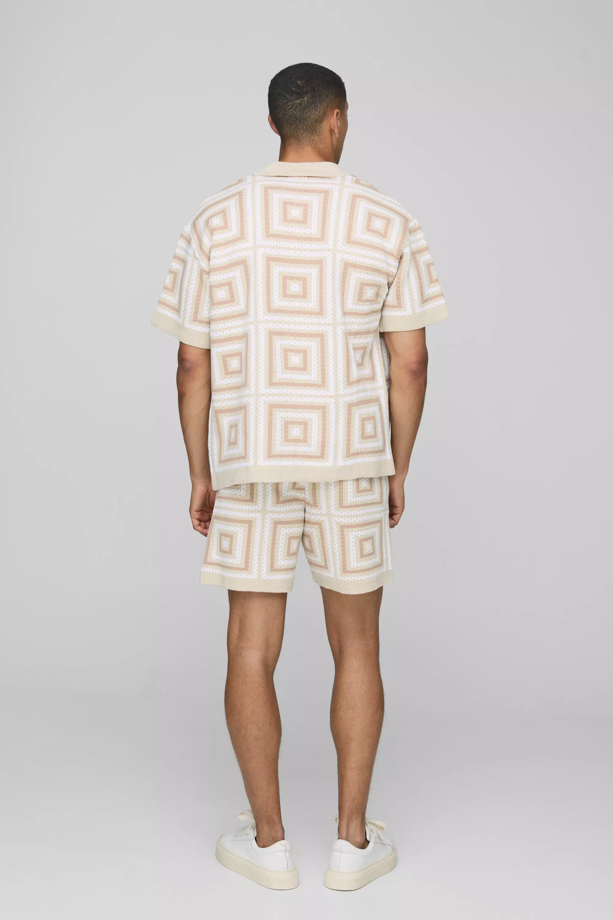 Oversized Boxy Crochet Knitted Shirt | boohooMAN USA