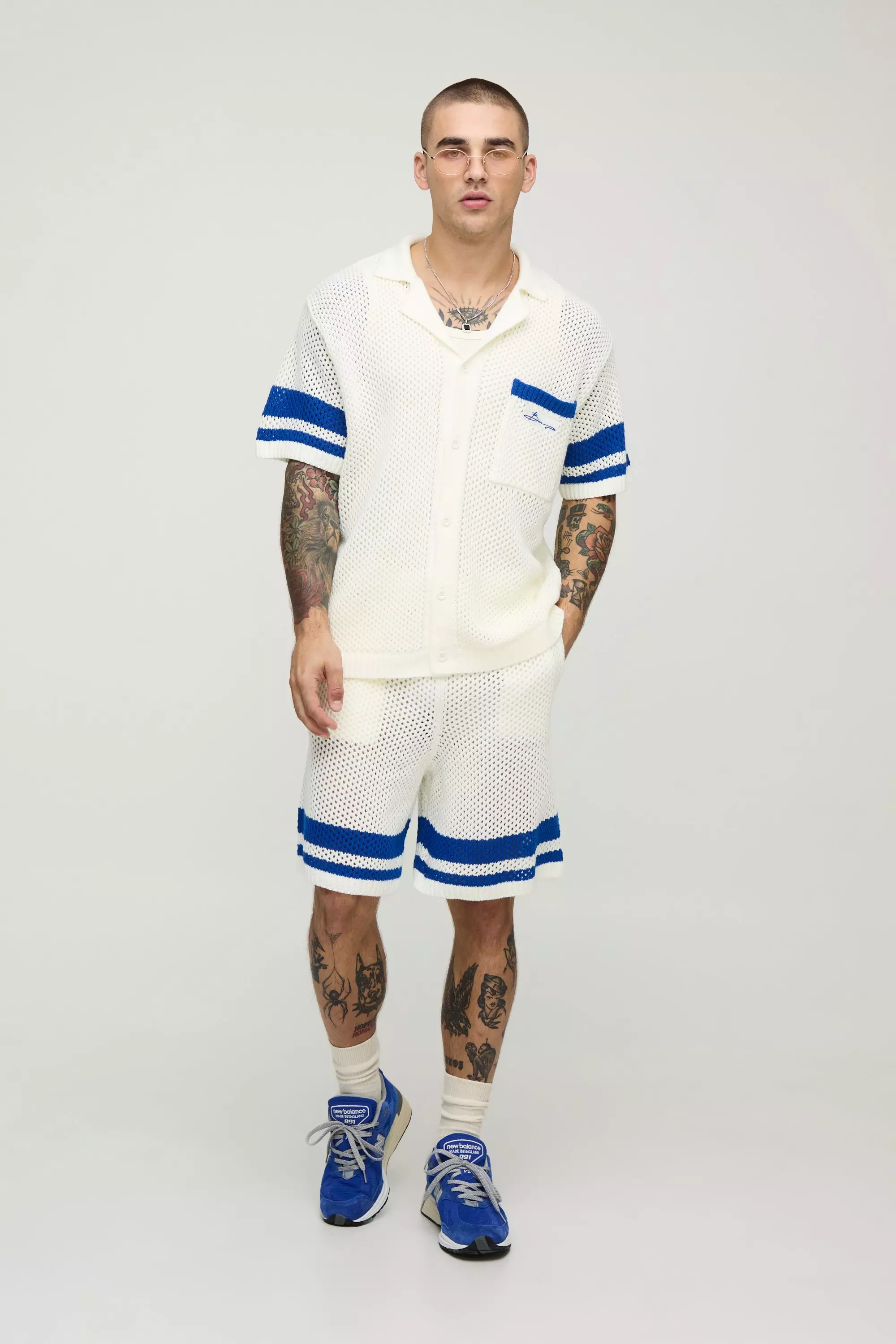 【boohoo】Relaxed Fit Striped Hem Open Stitch Knitted Shirt Relaxed Fit Striped Hem Open Stitch Knitted Shirt | boohoo USA