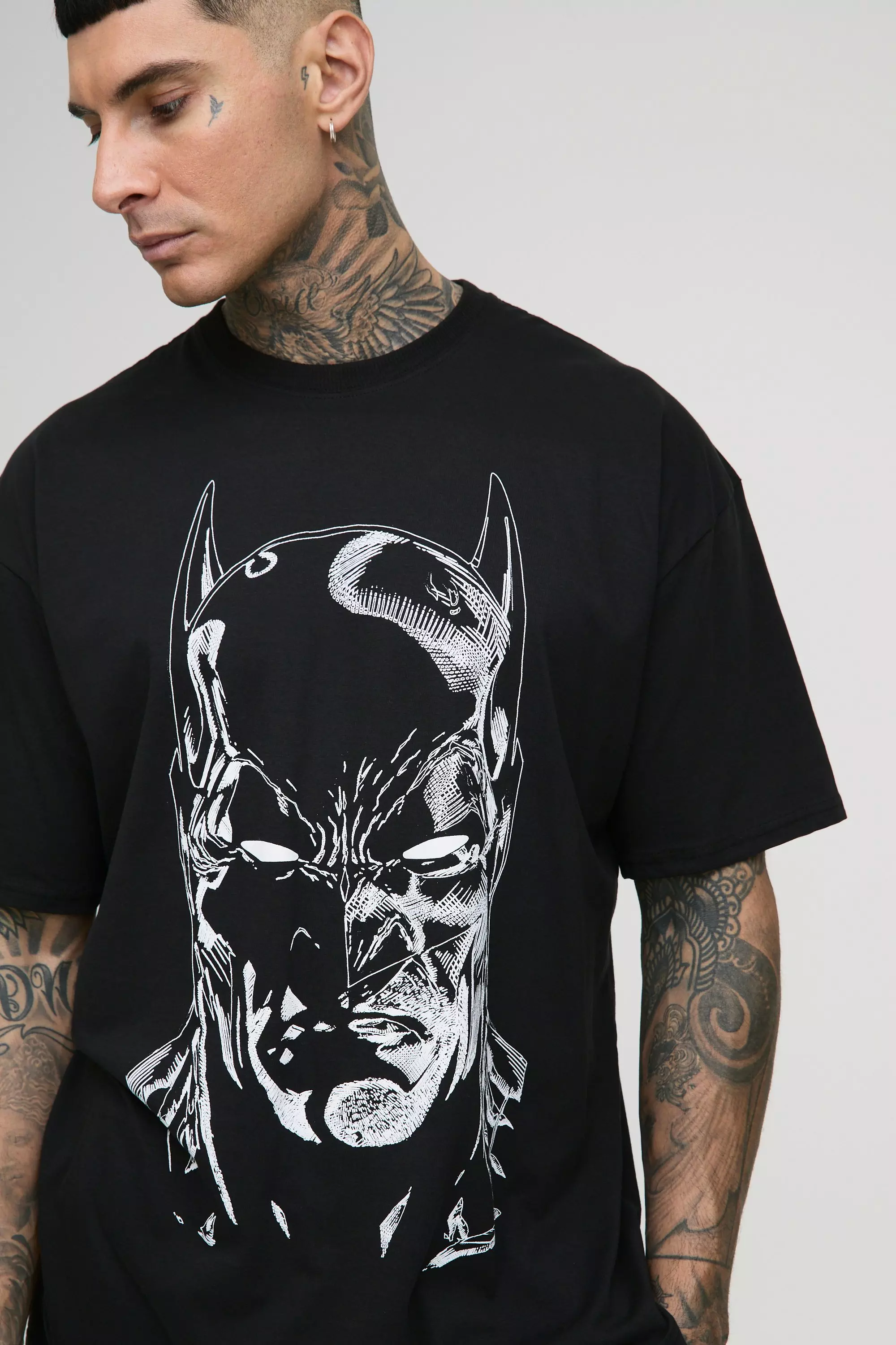 Black Tall Oversized Batman License Print T-Shirt alternative image