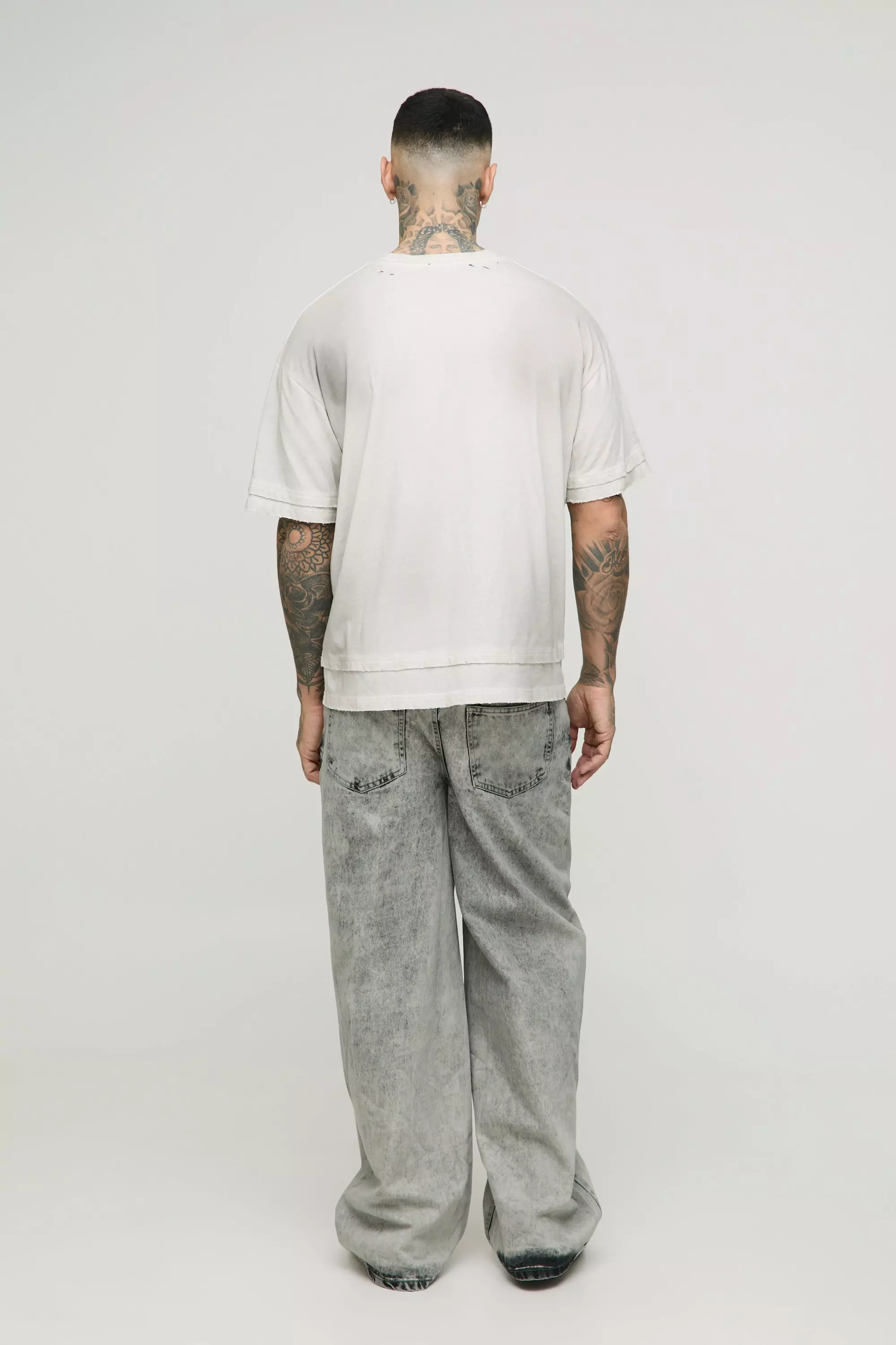 Tall Extreme Washed Baggy Fit Jeans | boohooMAN USA