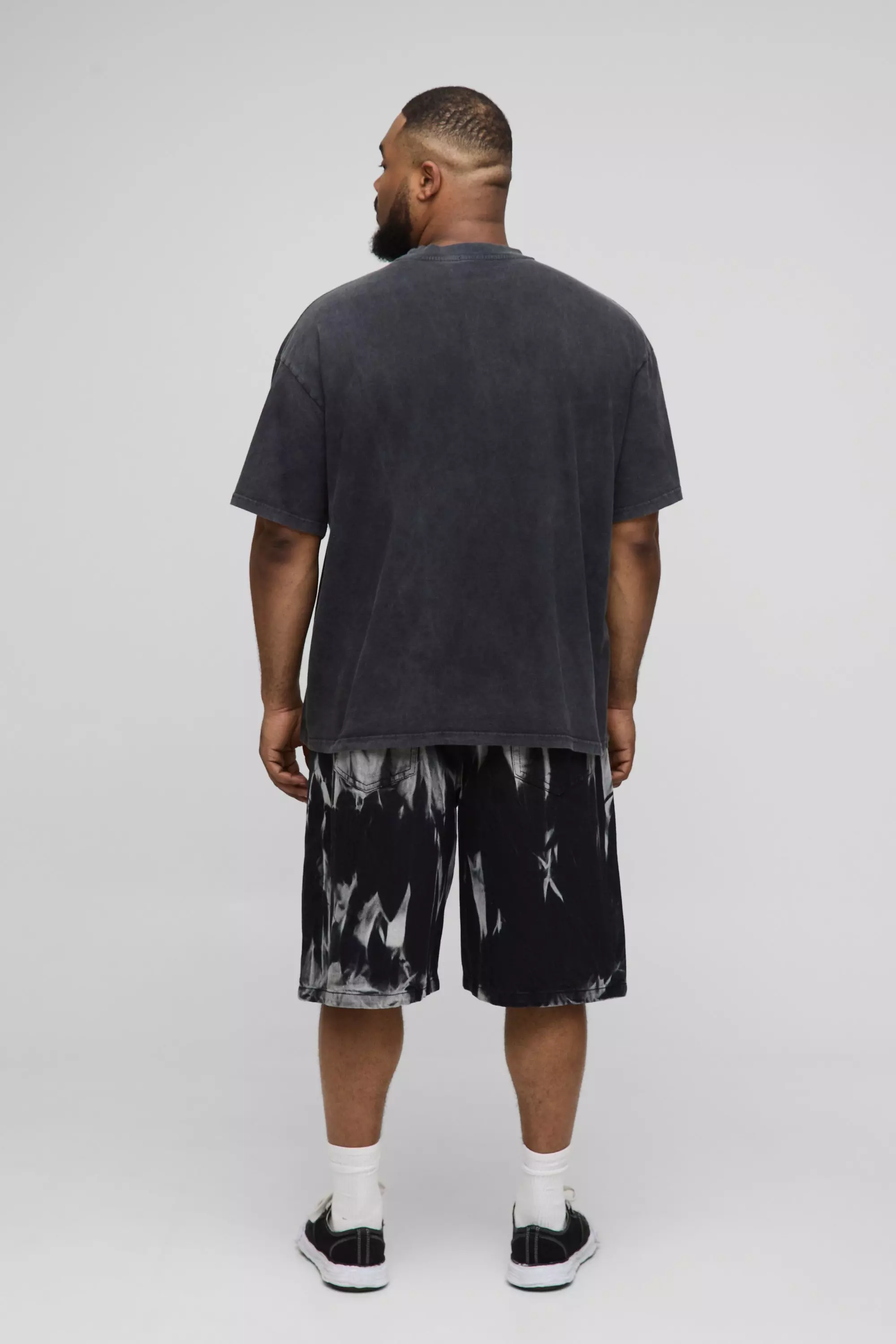 Plus Relaxed Fit Tie Dye Washed Jorts | boohooMAN USA