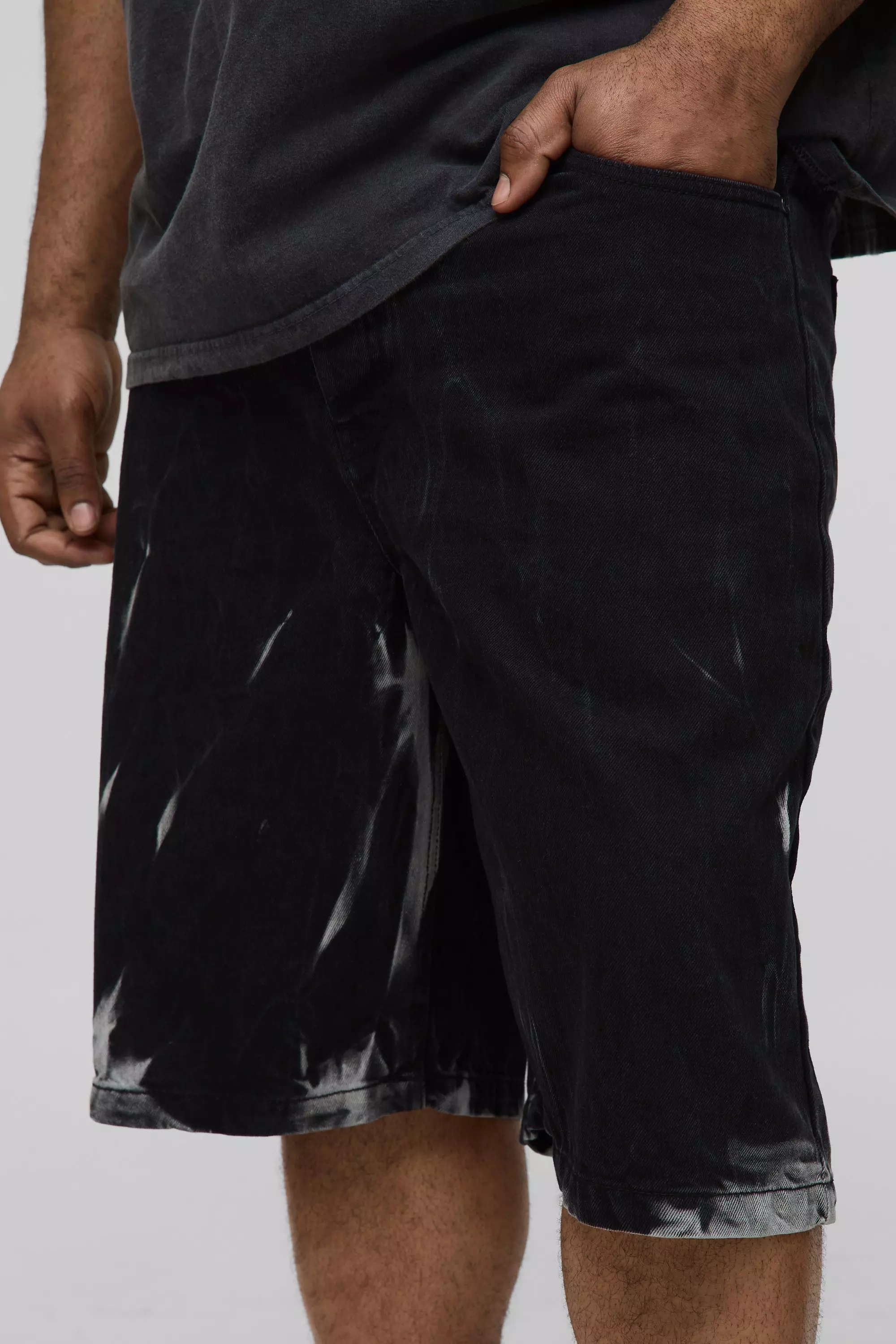 Plus Relaxed Fit Tie Dye Washed Jorts | boohooMAN USA