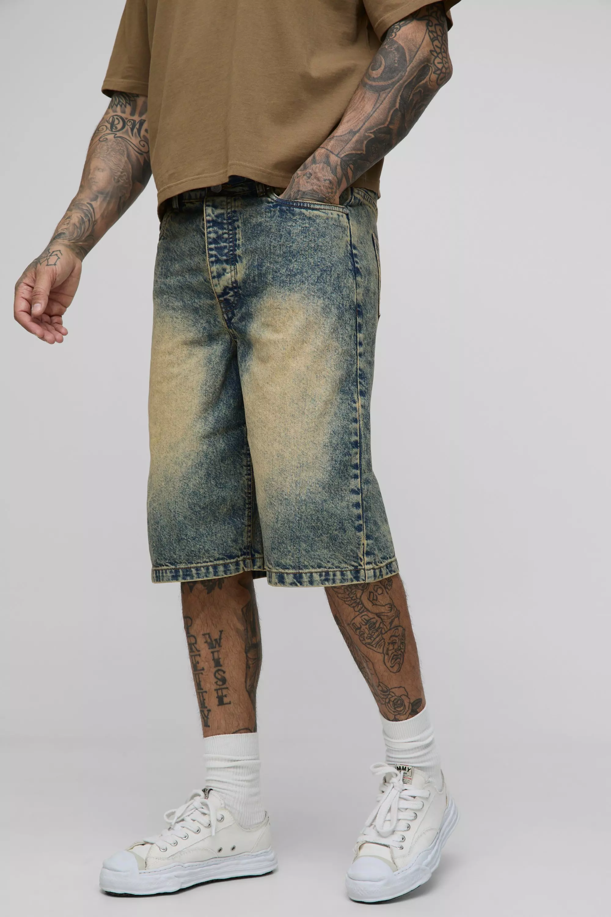 Green Tall Relaxed Fit Extreme Tinted Wash Jorts alternative image