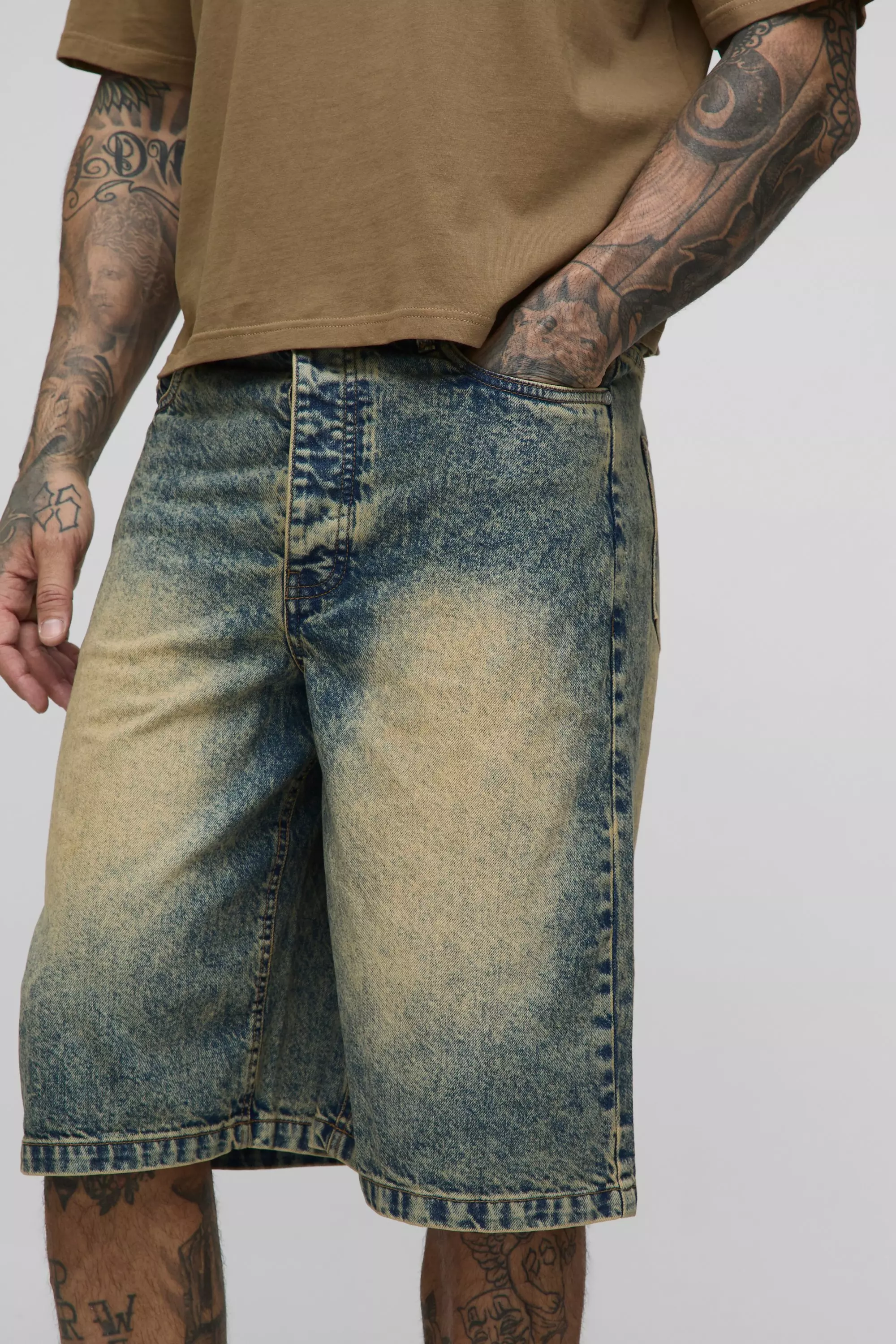 Green Tall Relaxed Fit Extreme Tinted Wash Jorts alternative image