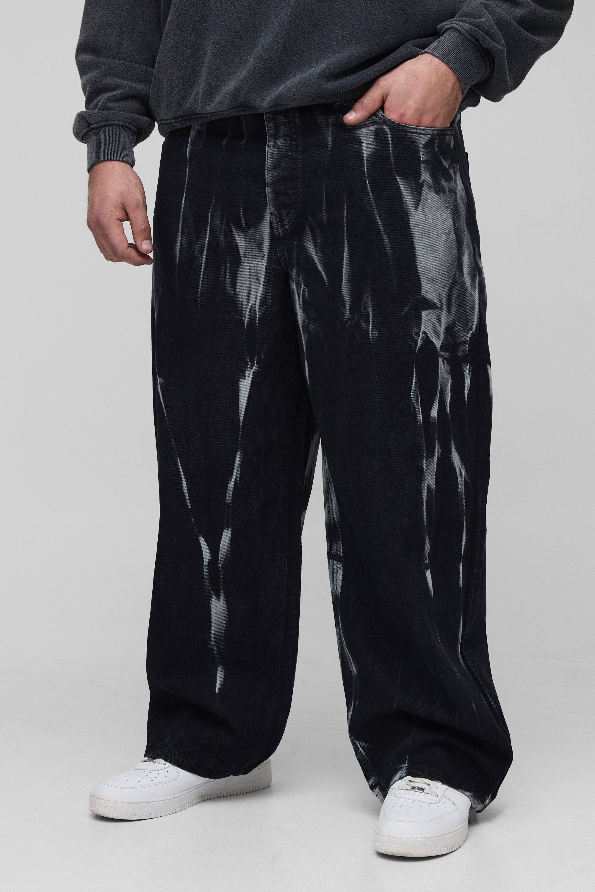 Plus Tie Dye Washed Relaxed Fit Jeans | boohooMAN USA