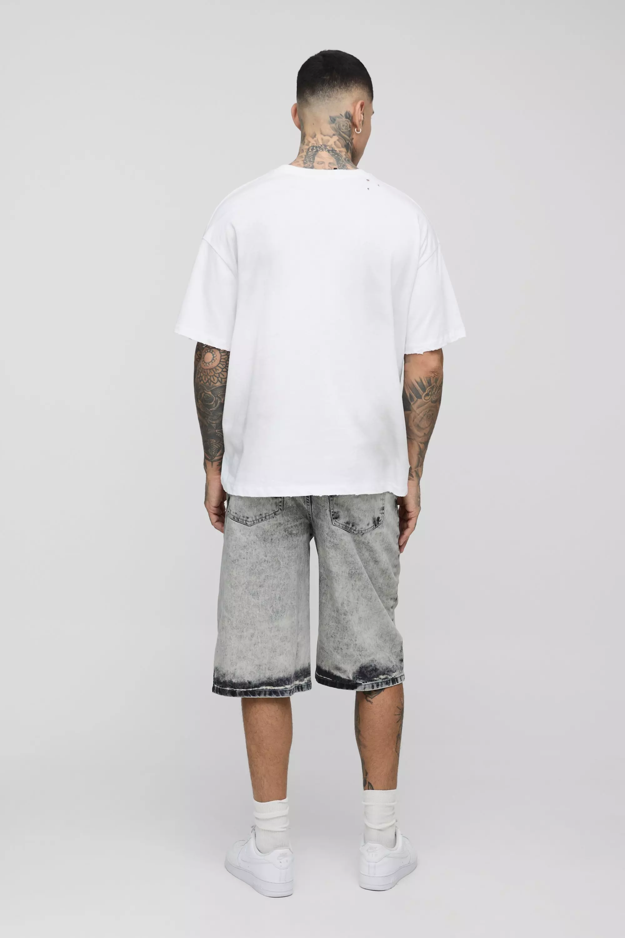 Grey Tall Extreme Washed Baggy Fit Jorts alternative image