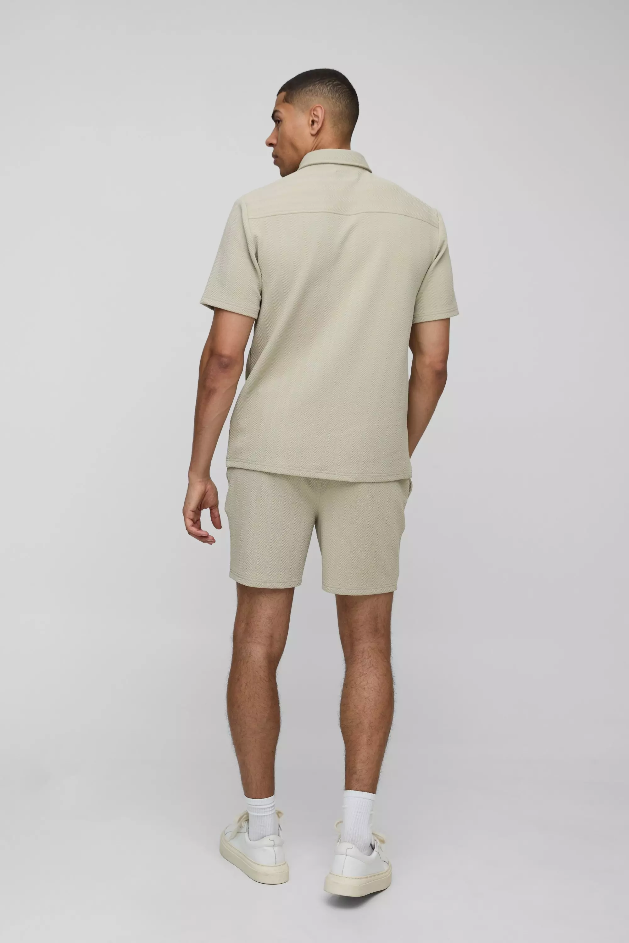 Ensemble en jersey avec chemise et short, Sage autre image