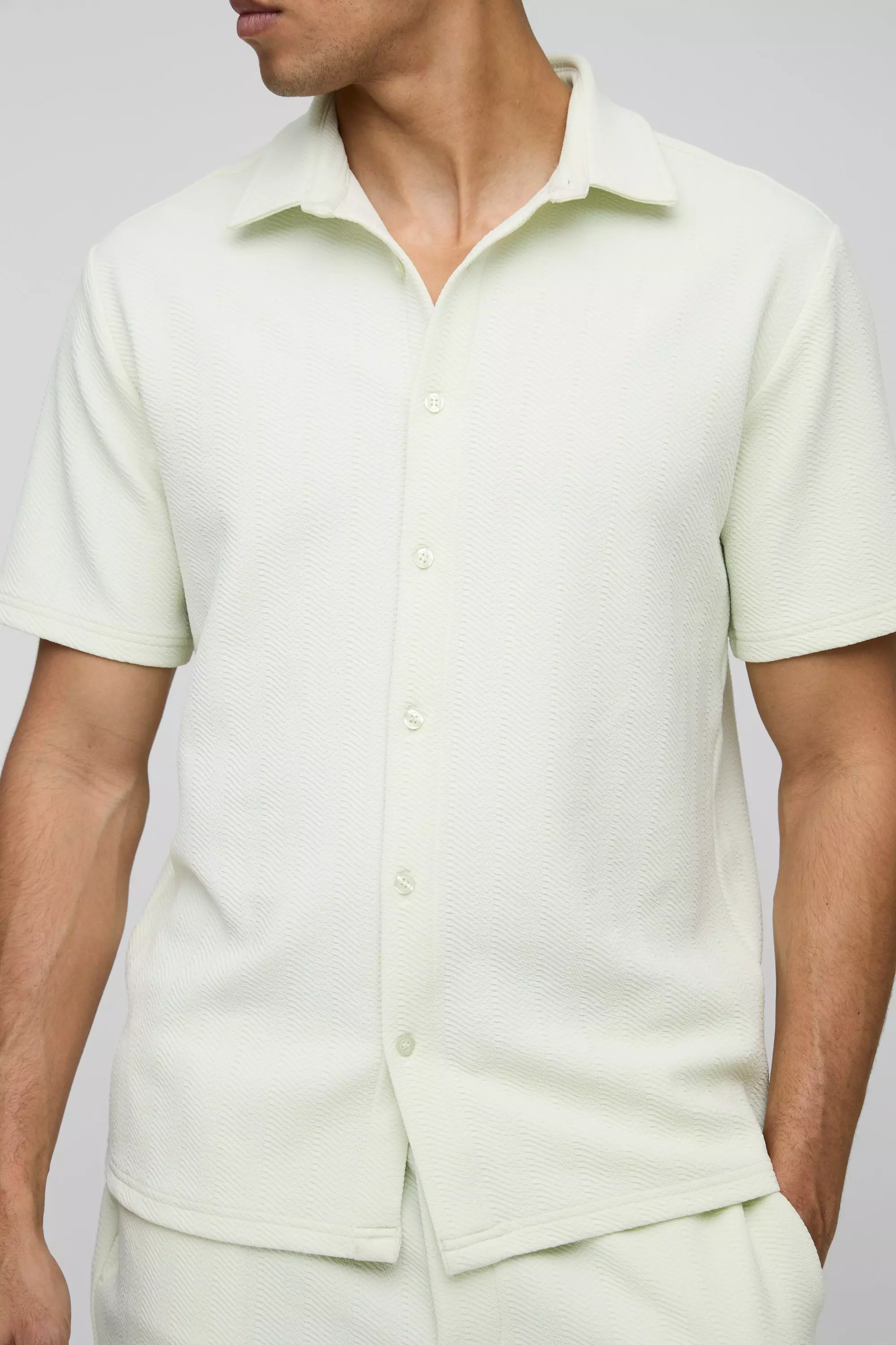 Mint Regular Fit Jersey Herringbone Shirt And Short Set alternative image