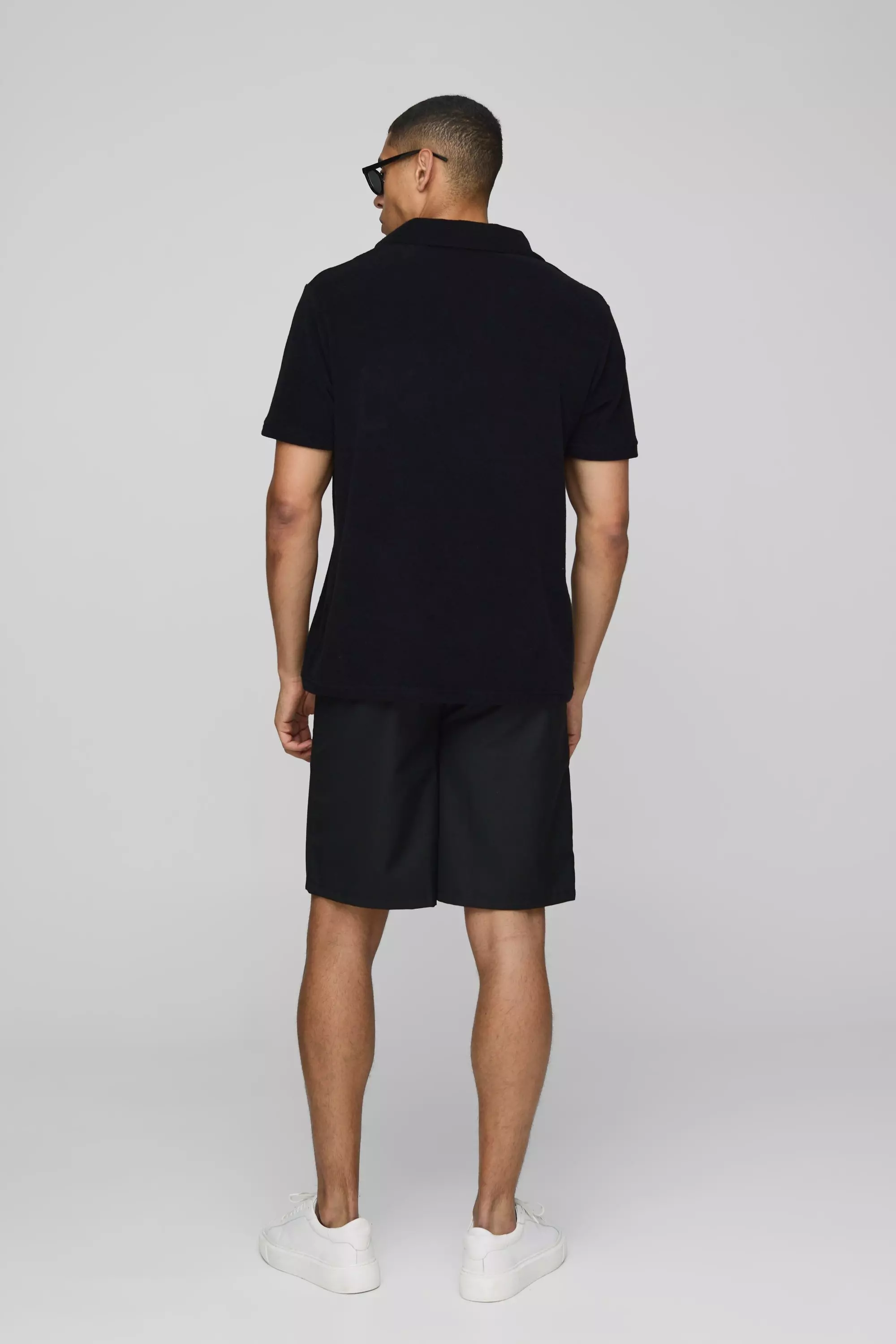 Black Regular Pocket Detail Toweling Revere Polo alternative image