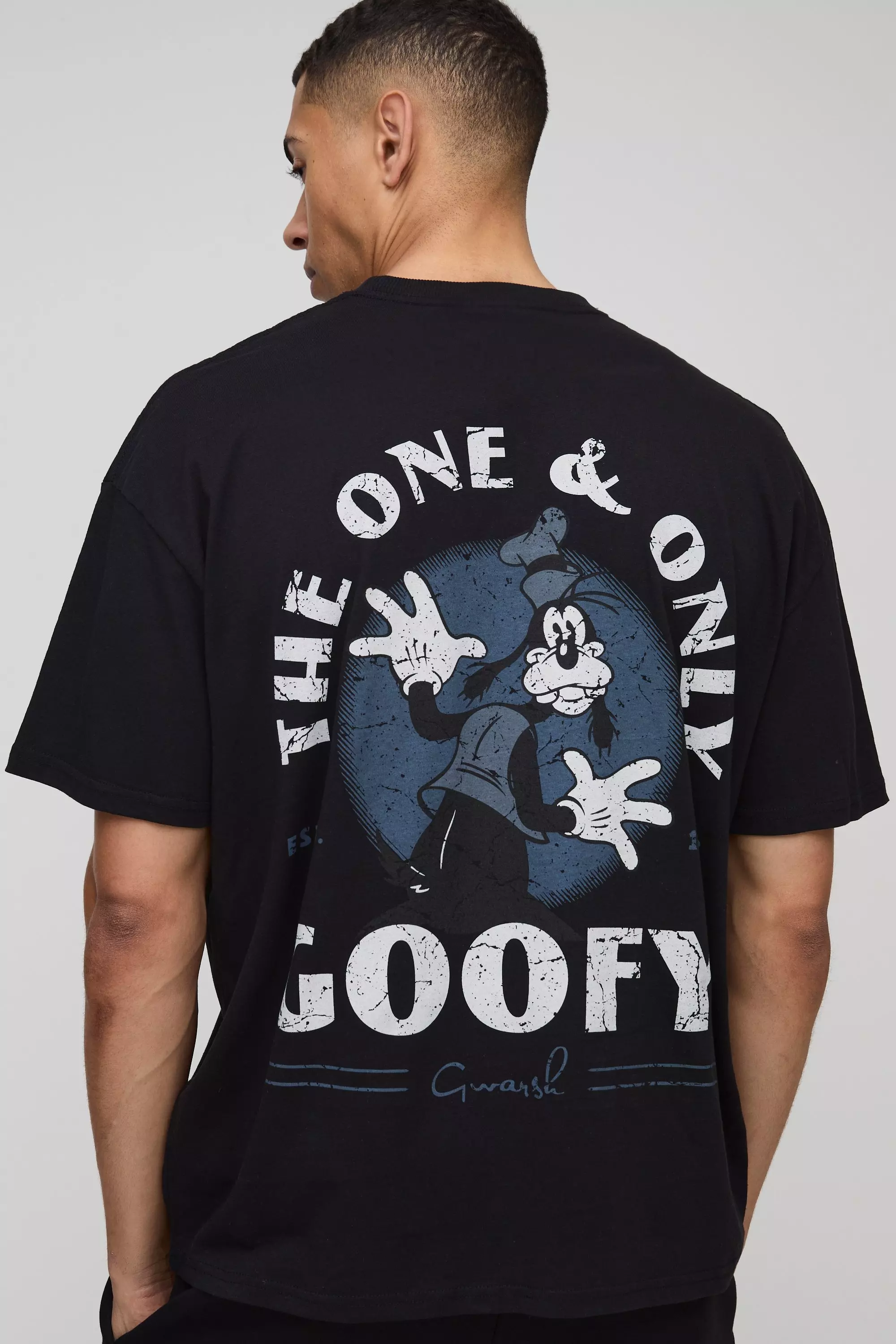 Oversized Disney The One and Only Goofy License T-Shirt Black