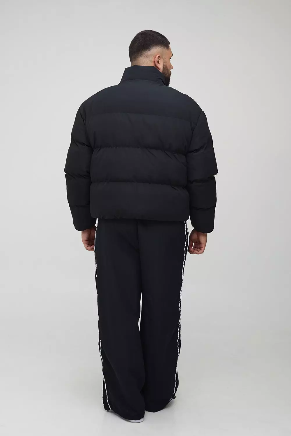 Plus Man Boxy Fit Funnel Neck Puffer Coat | boohooMAN USA