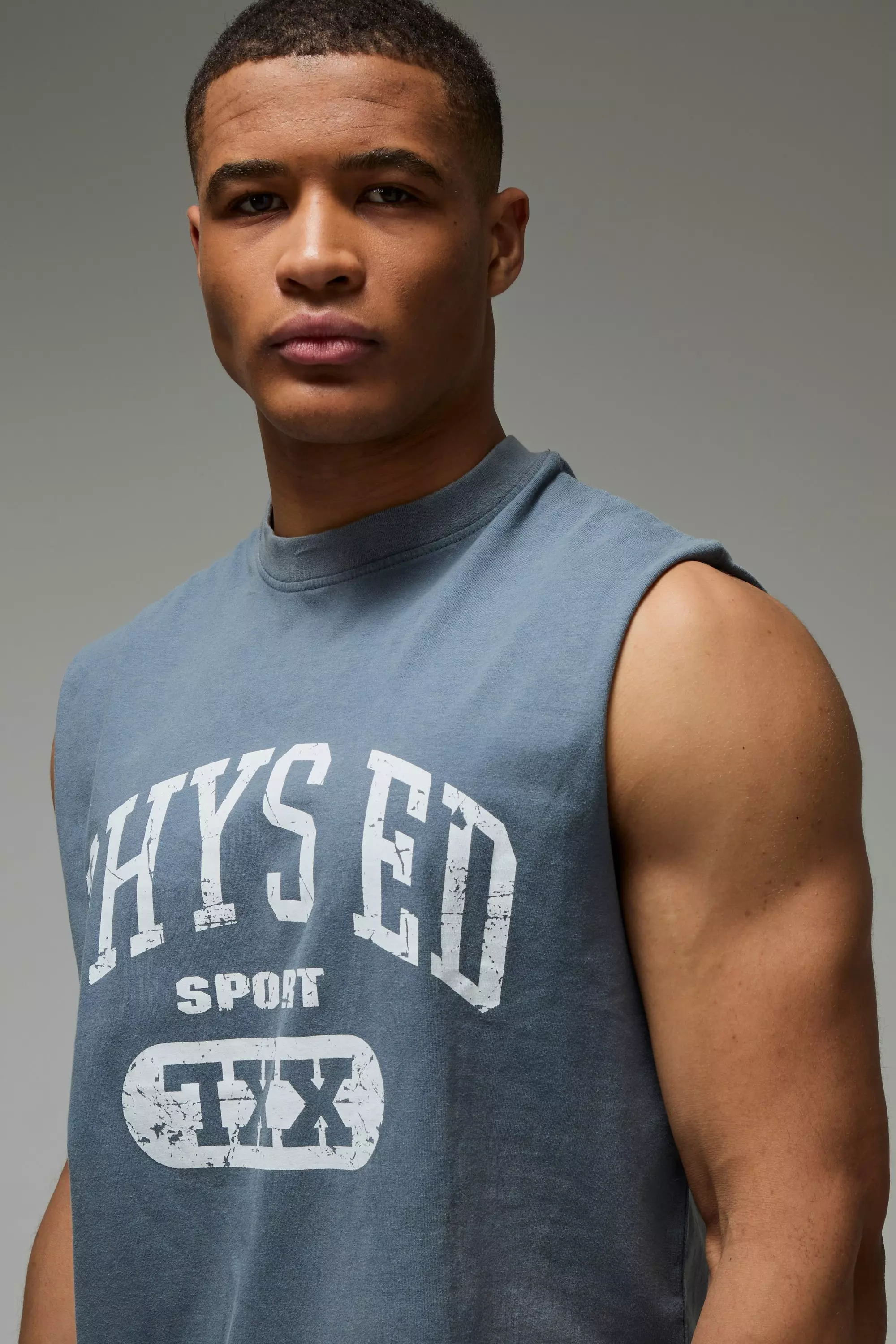 MAN Active Phys Ed Oversized Washed Tank | boohooMAN USA