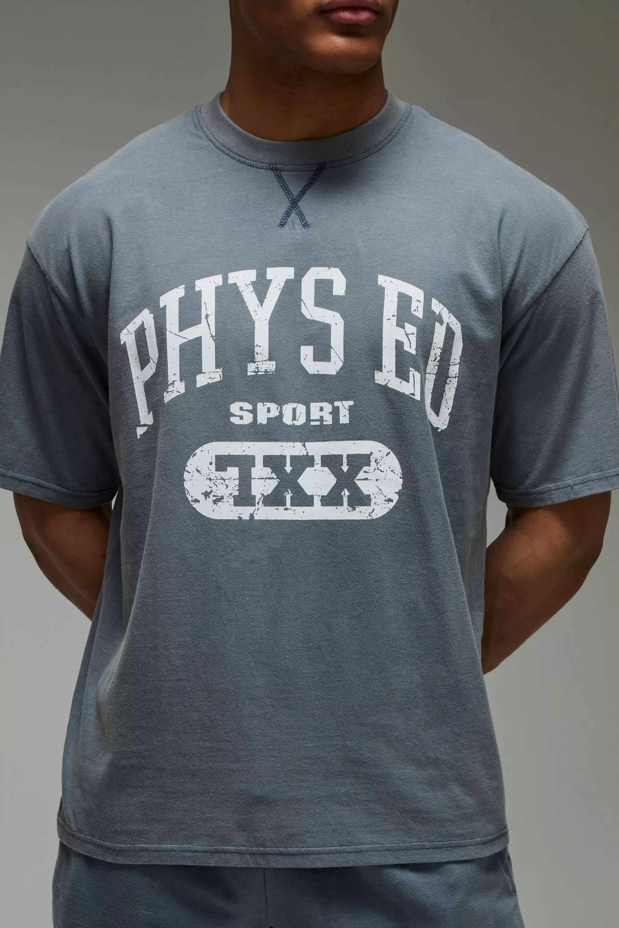 MAN Active Phys Ed Oversized Washed T-Shirt steel
